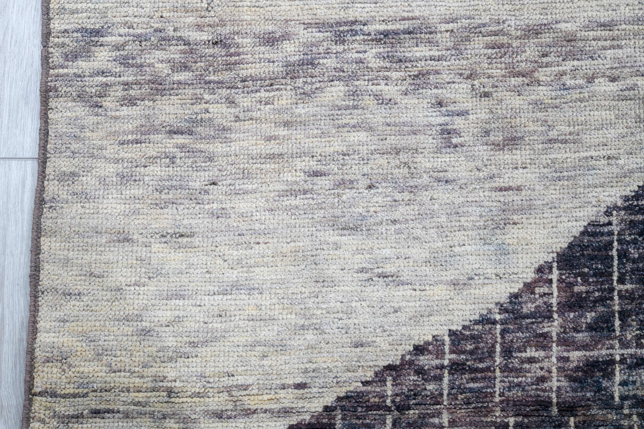 9' x 12' one-of-a-kind handmade vintage Tulu large size rug. Color palette: black, blue, charcoal, dark gray, dim gray