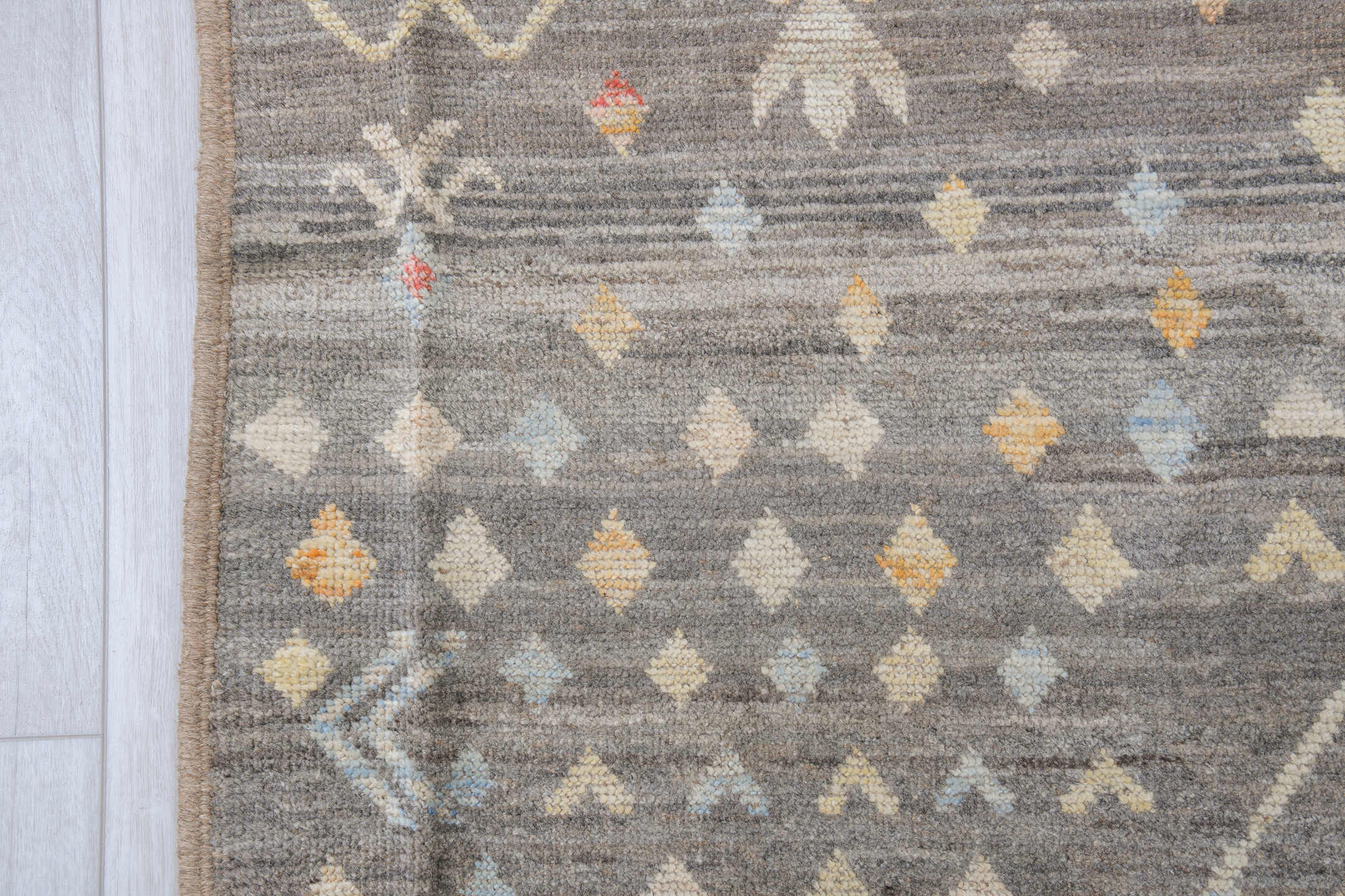 10' x 14' one-of-a-kind handmade vintage Tulu large size rug. Color palette: brown, burlywood, dim gray, gray, light gray
