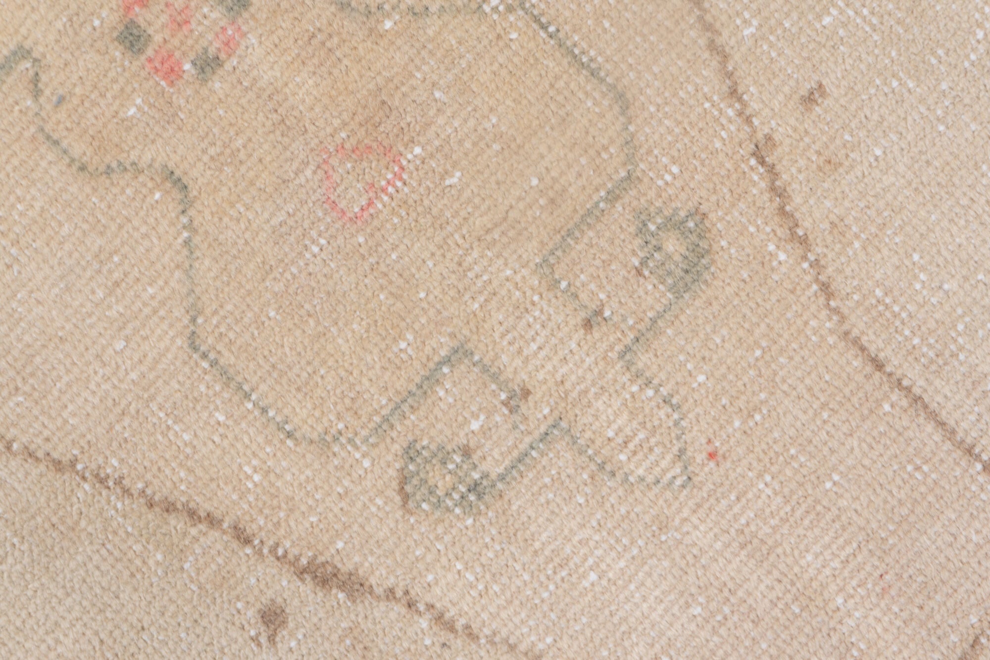 4' x 6' one-of-a-kind handmade vintage Oushak small size rug. Color palette: brown, gray, light gray, off-white, orange