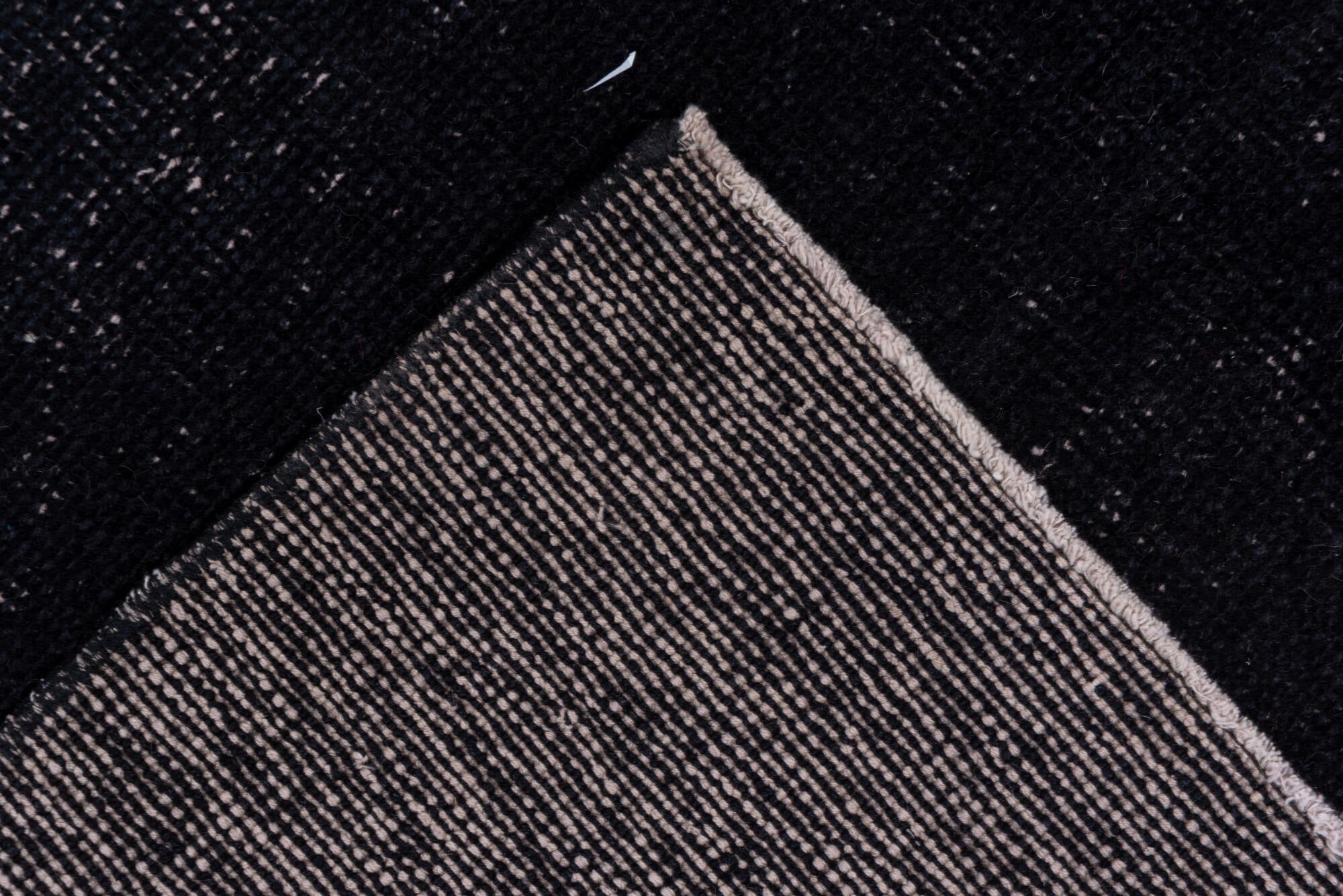 3' x 13' one-of-a-kind handmade vintage Overdyed runner rug. Color palette: black, charcoal, dim gray, gray, light gray