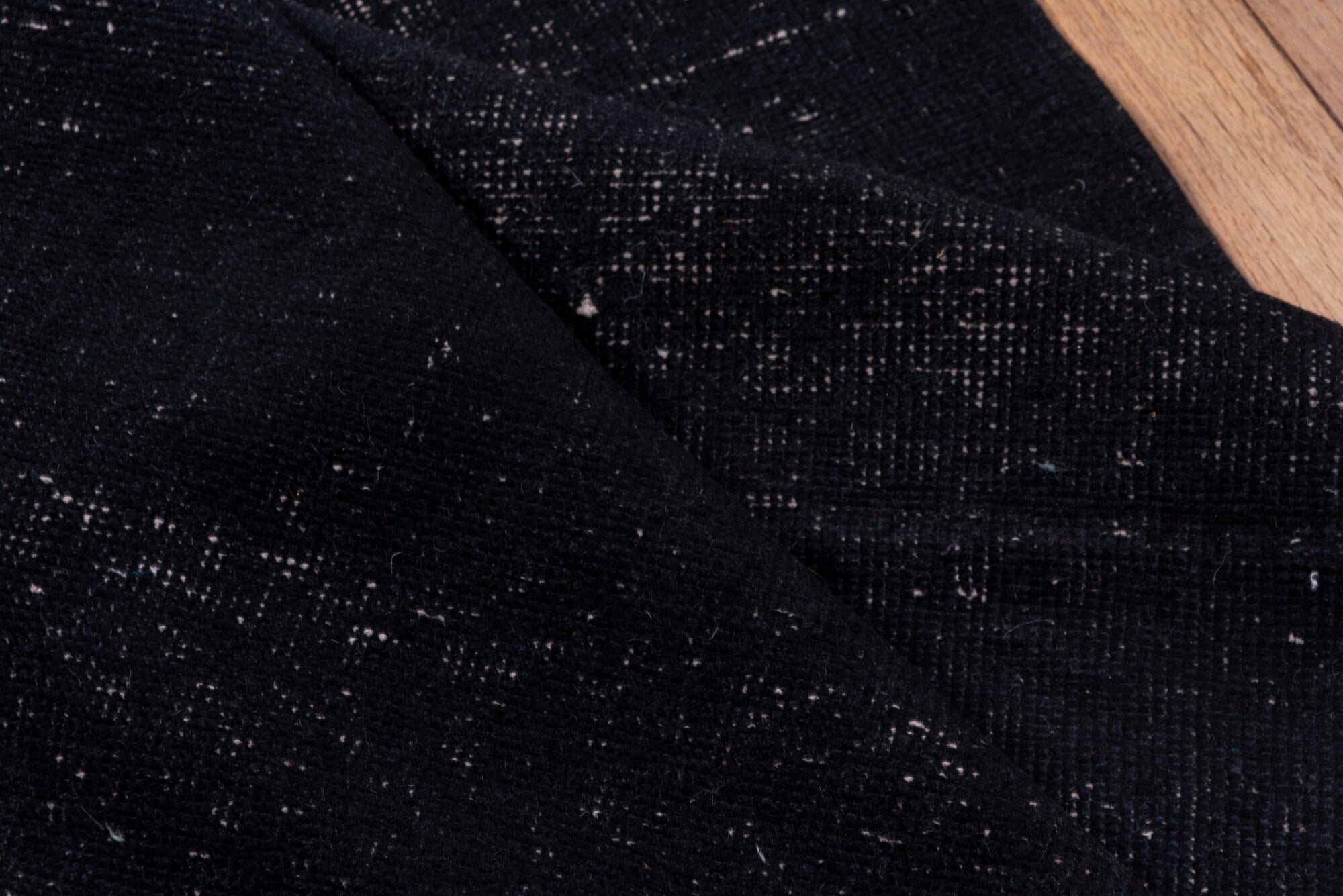 3' x 13' one-of-a-kind handmade vintage Overdyed runner rug. Color palette: black, charcoal, dim gray, gray, light gray