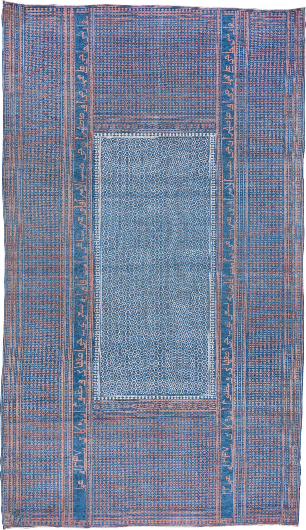 10' x 17' one-of-a-kind handmade vintage Kilim rug. Color palette: blue, fiord, gray, light blue, light gray, off-white