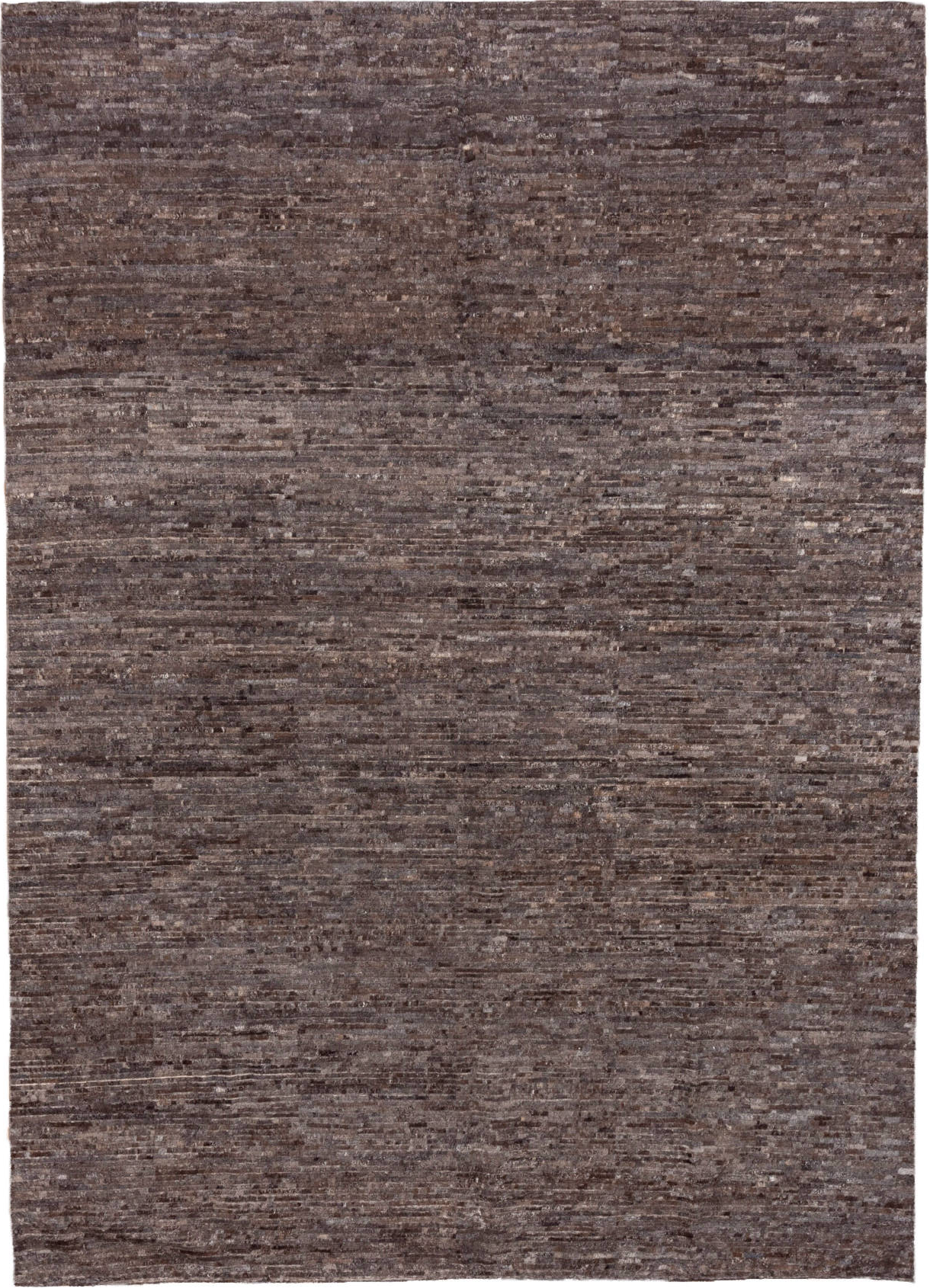 9' x 12' one-of-a-kind handmade vintage Tulu large size rug. Color palette: black, brown, gray, pink