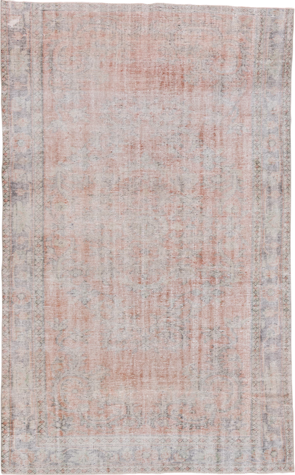 6' x 9' one-of-a-kind handmade vintage Oushak medium size rug. Color palette: dark gray, gainsboro, gray, light gray