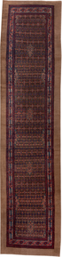 Antique Cam Hamadan Runner Rug (3' x 14')