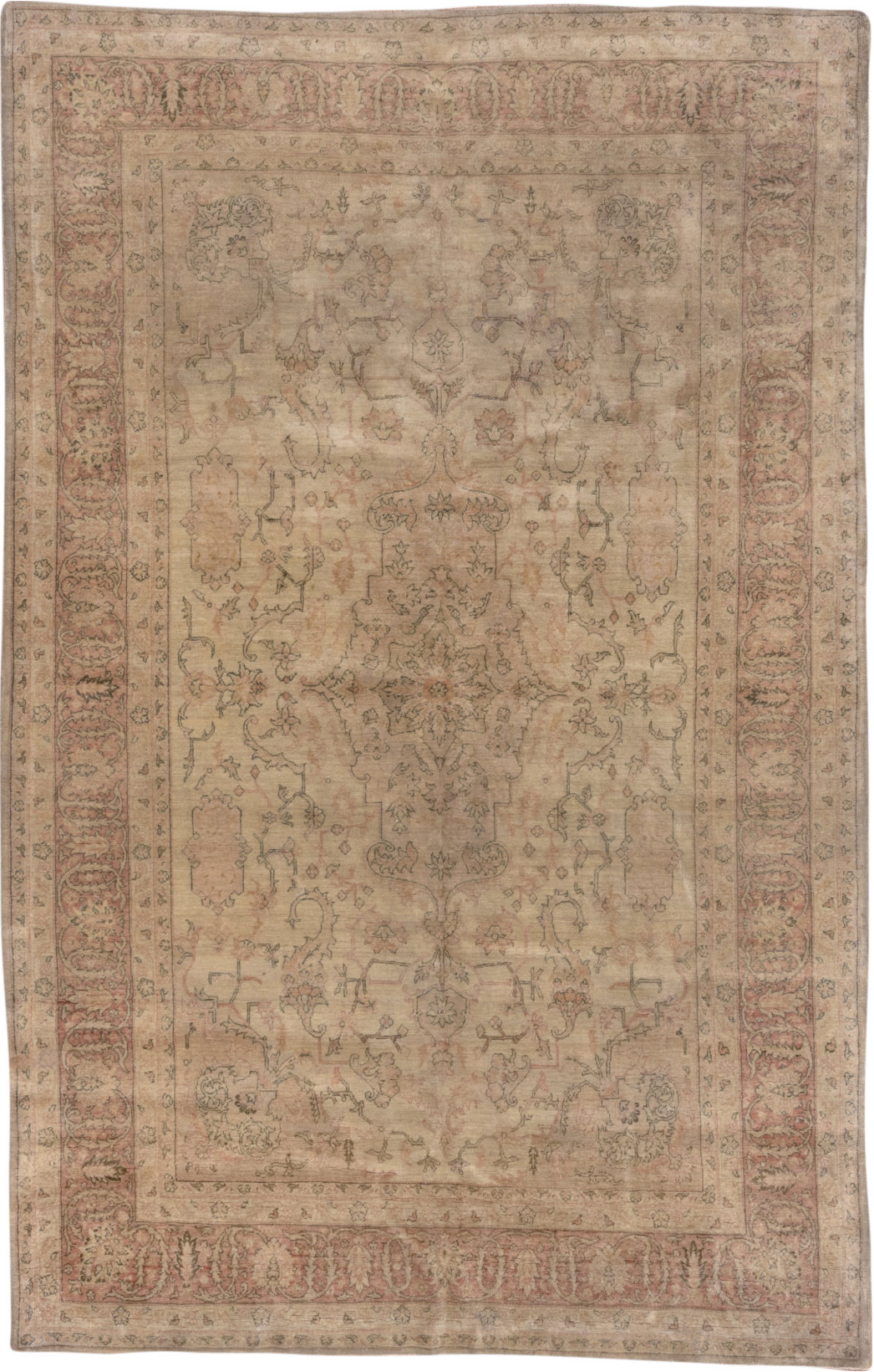 5' x 8' one-of-a-kind handmade vintage Sivas medium size rug. Color palette: brown, gray, light gray, off-white, orange