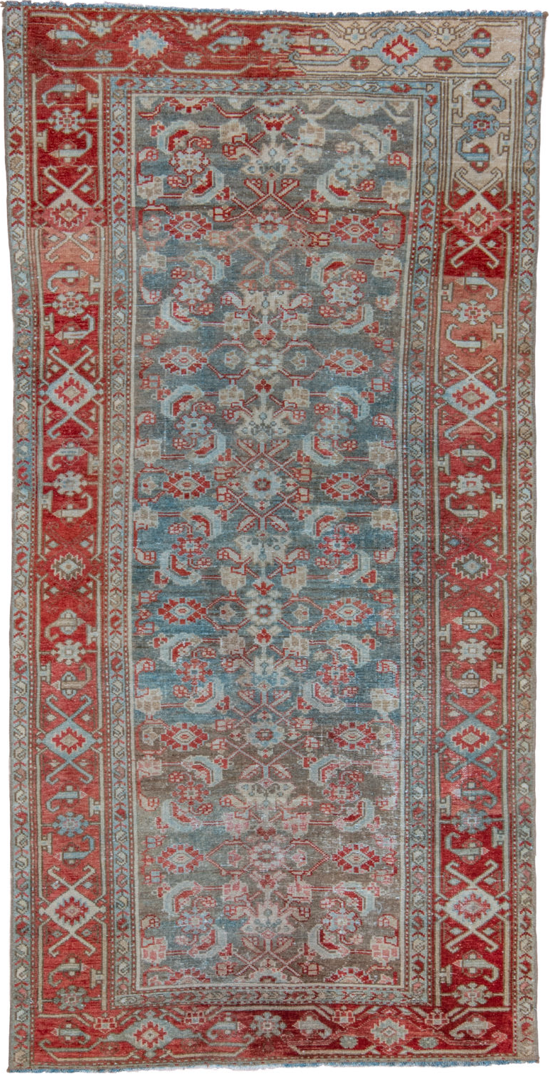 3' x 6' one-of-a-kind handmade vintage Malayer small size rug. Color palette: brown, dark gray, dim gray, gray, light gray