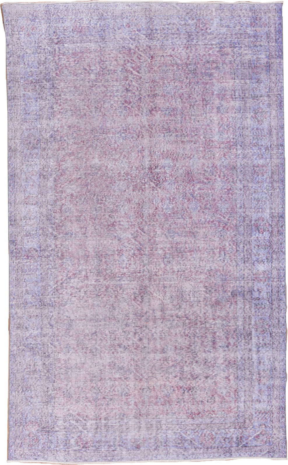 6' x 10' one-of-a-kind handmade vintage Overdyed large size rug. Color palette: gray, light blue, light gray, off-white