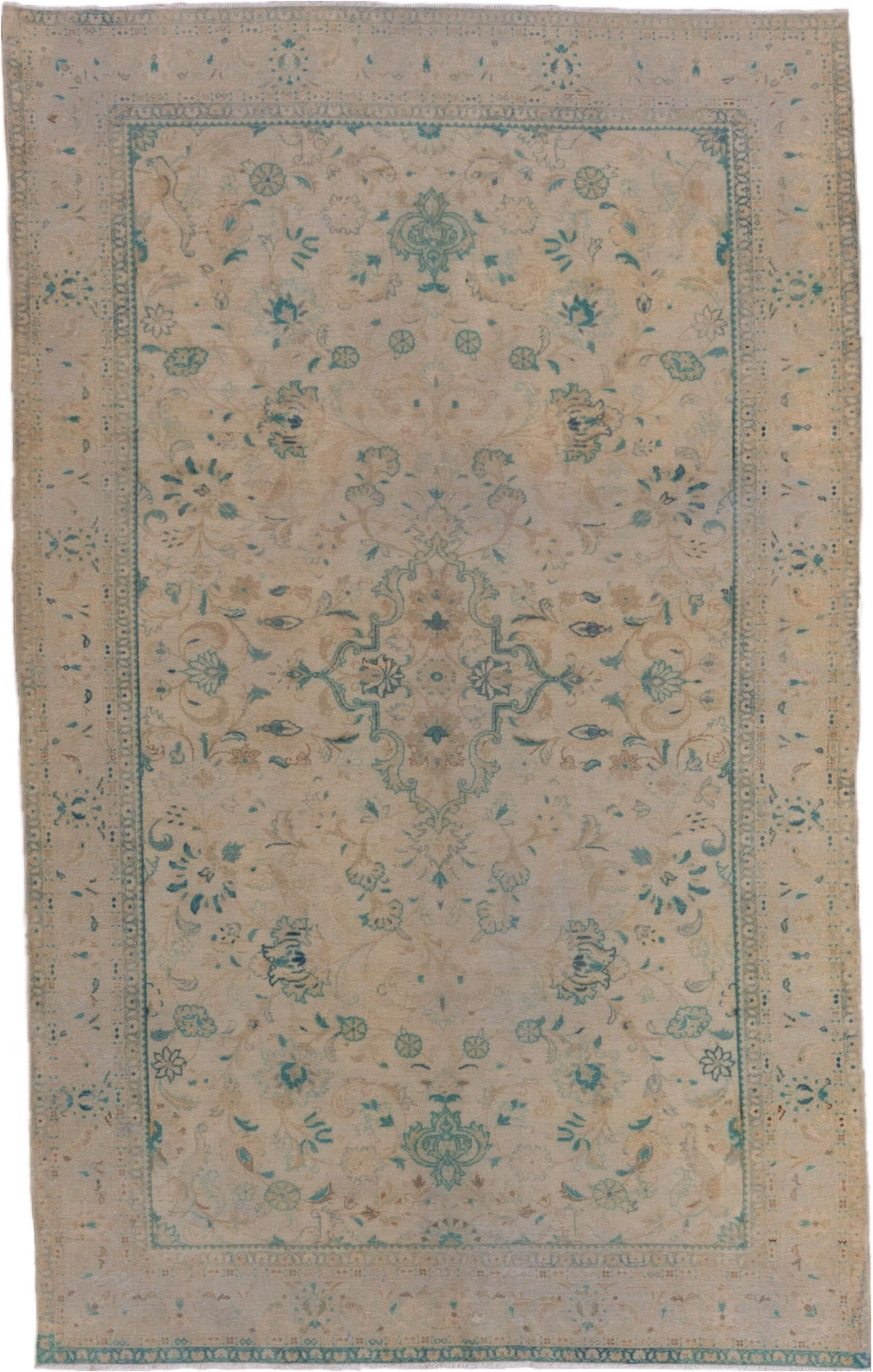5' x 8' one-of-a-kind handmade vintage Sivas medium size rug. Color palette: brown, gray, off-white, seashell, snow