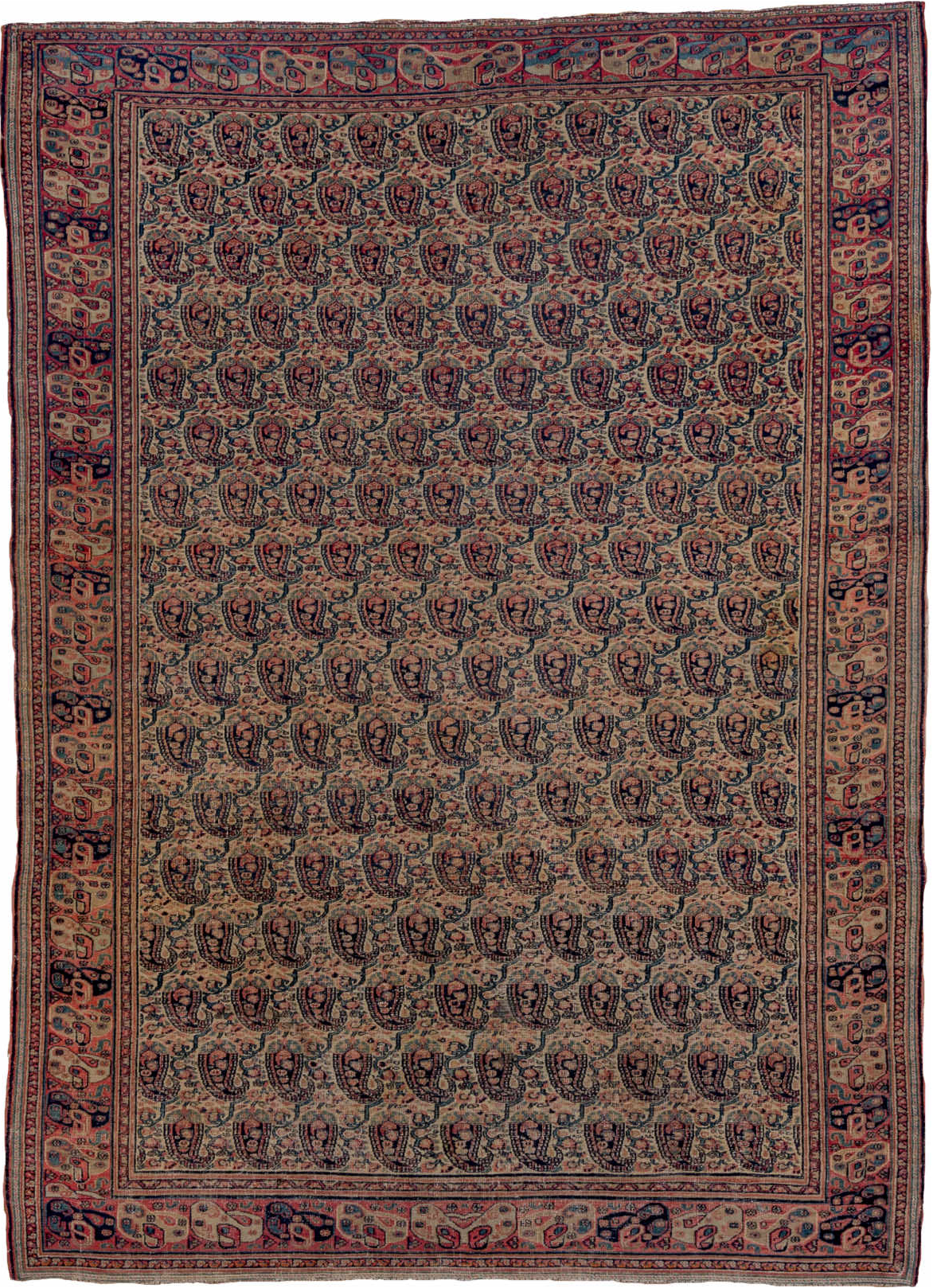 5' x 6' one-of-a-kind handmade vintage Khorassan rug. Color palette: black, blue, brown, charcoal, dark gray, dim gray, gray