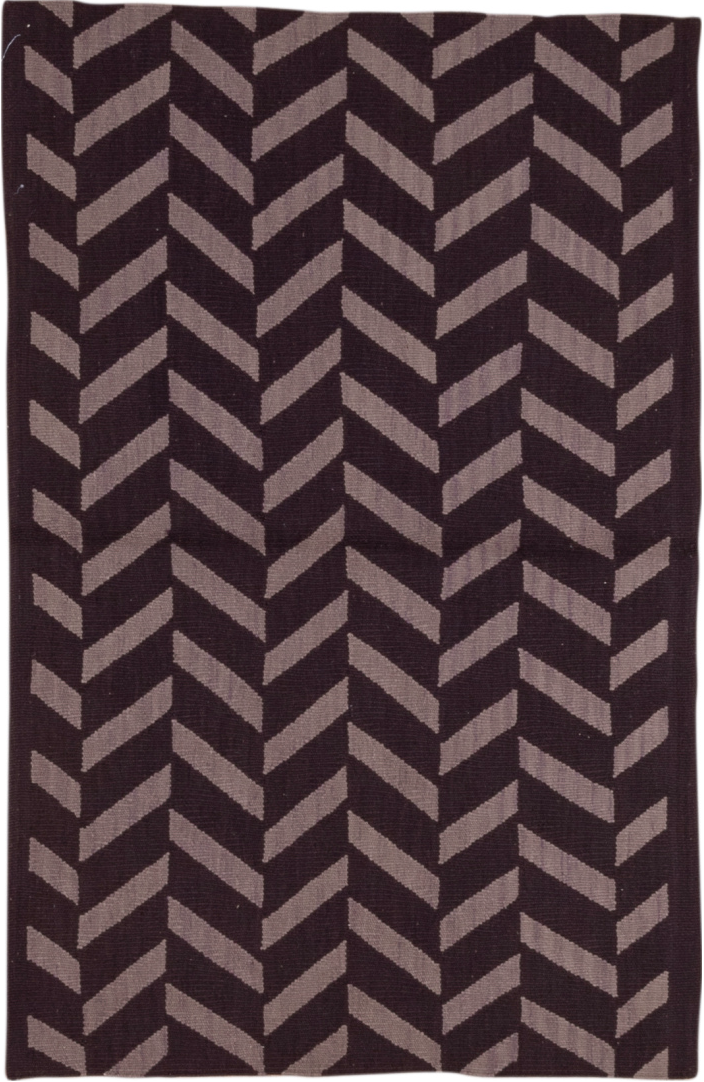 3' x 5' one-of-a-kind handmade vintage Kilim small size rug. Color palette: brown, dark gray, gray, light gray, off-white