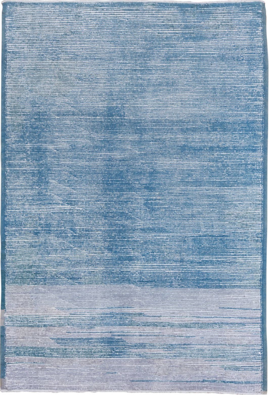 6' x 9' one-of-a-kind handmade vintage Moroccan medium size rug. Color palette: blue, gainsboro, gray, light blue