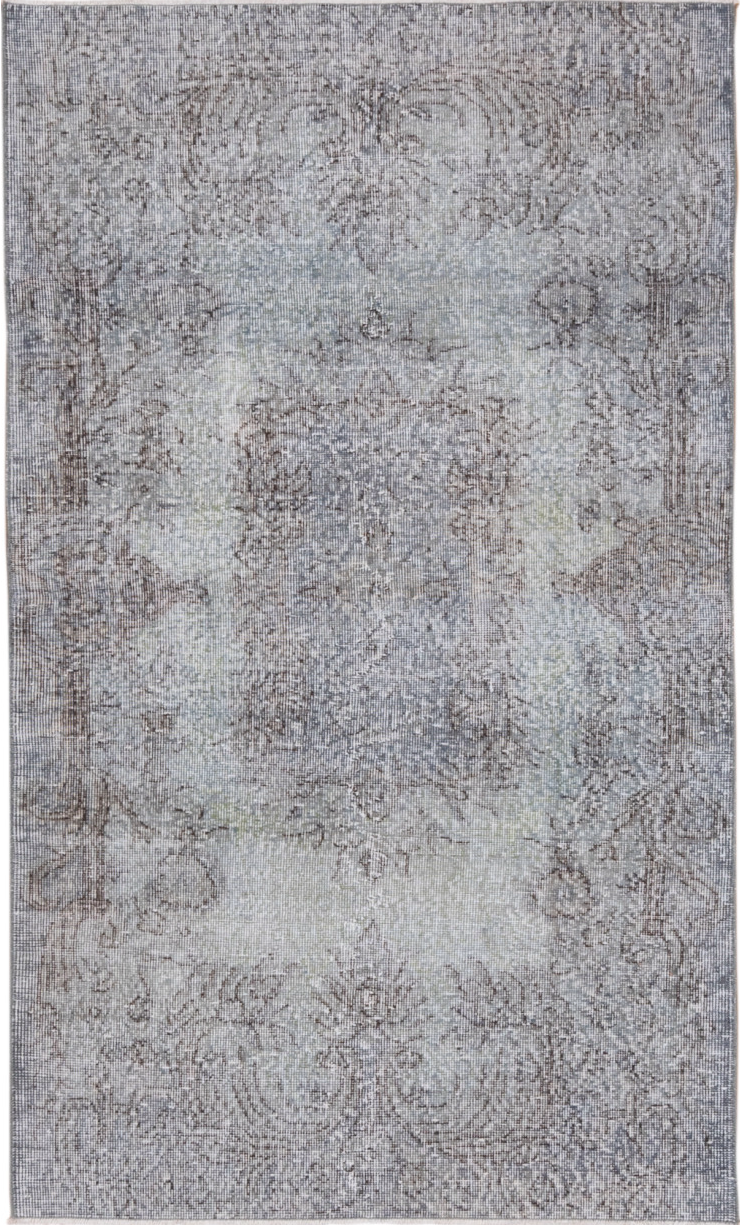 3' x 6' one-of-a-kind handmade vintage Oushak small size rug. Color palette: dark gray, dim gray, gainsboro, gray