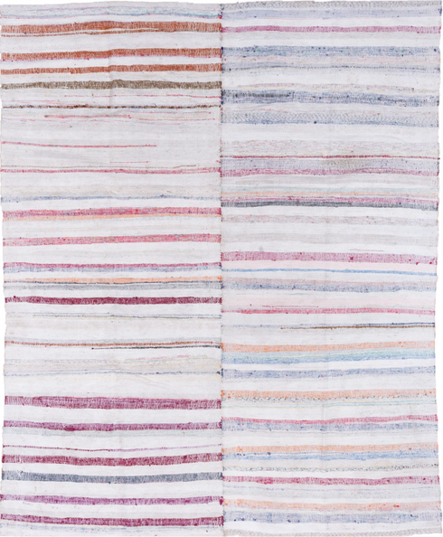 Antique Rag Rug Area Rug (7' x 8')