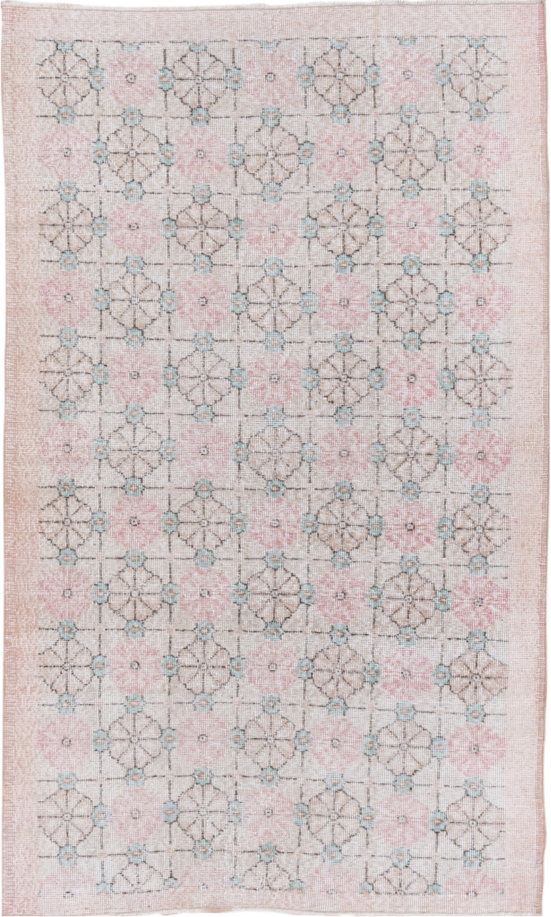 4' x 6' one-of-a-kind handmade vintage Oushak small size rug. Color palette: dark gray, dim gray, gainsboro, gray