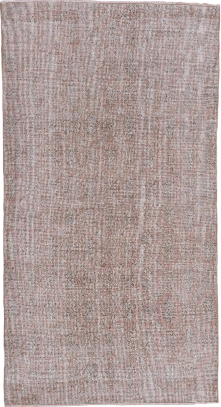 3' x 7' one-of-a-kind handmade vintage Oushak rug. Color palette: gainsboro, gray, light gray, off-white, pink, silver