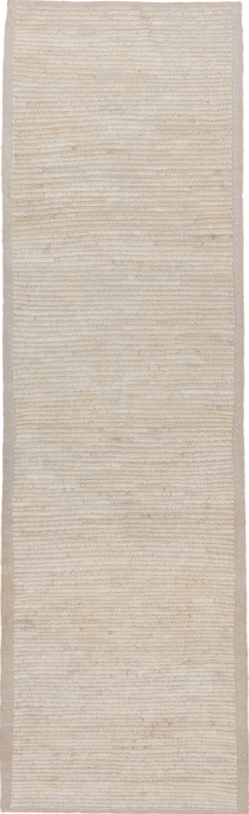 3' x 10' one-of-a-kind handmade vintage Tulu runner rug. Color palette: gray, light gray, off-white, white, snow, whitesmoke