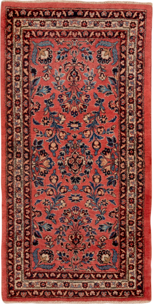 Antique Kashan Area Rug (2' x 4')