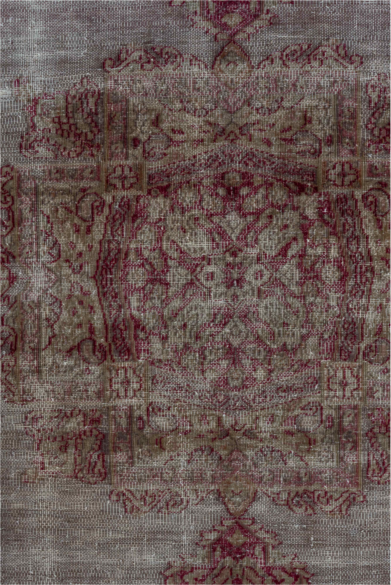 3' x 5' one-of-a-kind handmade vintage Sivas small size rug. Color palette: brown, red, pink, gray, light gray, silver