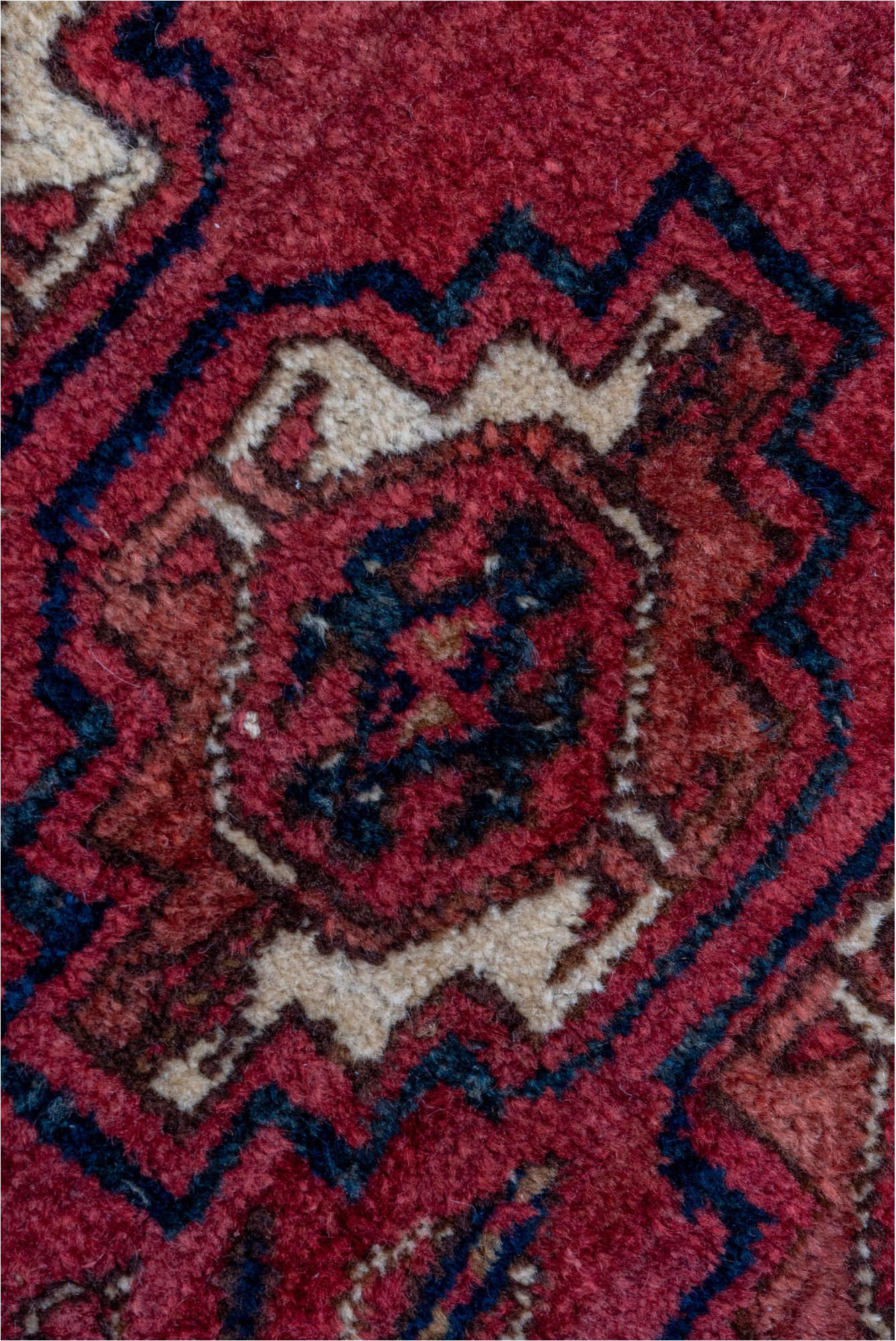 2' x 4' one-of-a-kind handmade vintage Torkaman small size rug. Color palette: brown, gray, pink, red