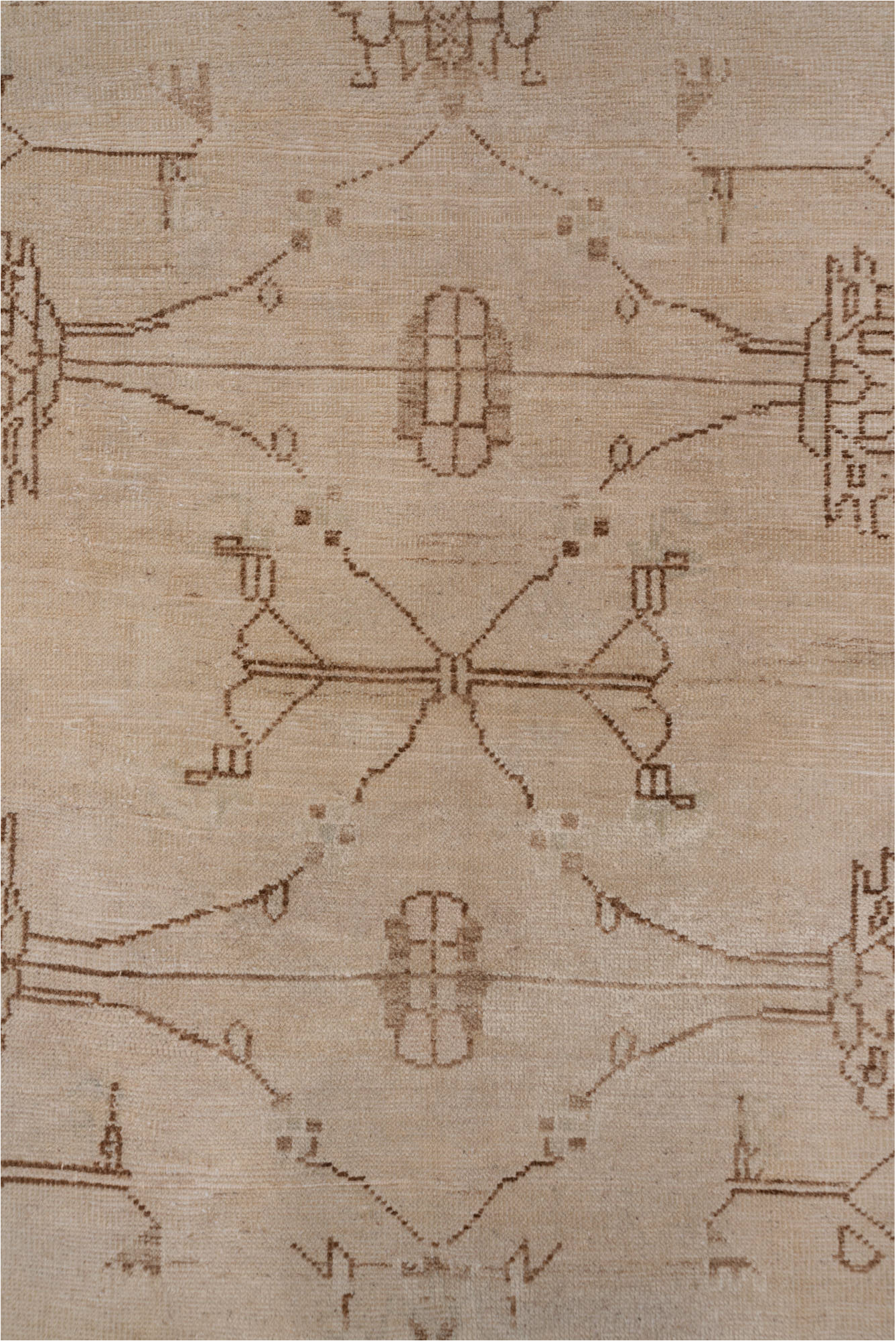 4' x 10' one-of-a-kind handmade vintage Oushak runner rug. Color palette: pink, brown, gray, light gray, off-white, white