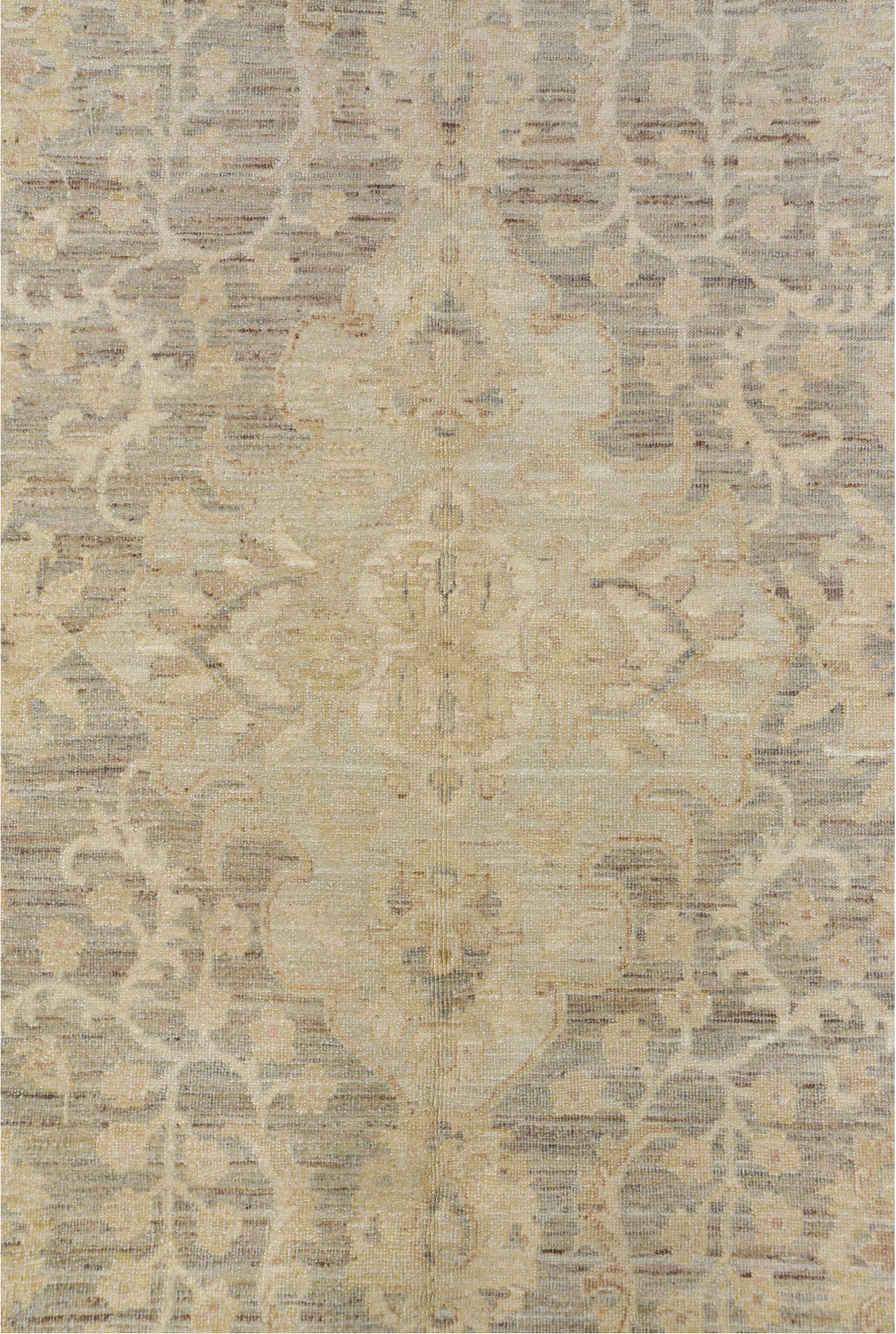 9' x 12' one-of-a-kind handmade vintage Sivas large size rug. Color palette: brown, gray, light gray, off-white, orange