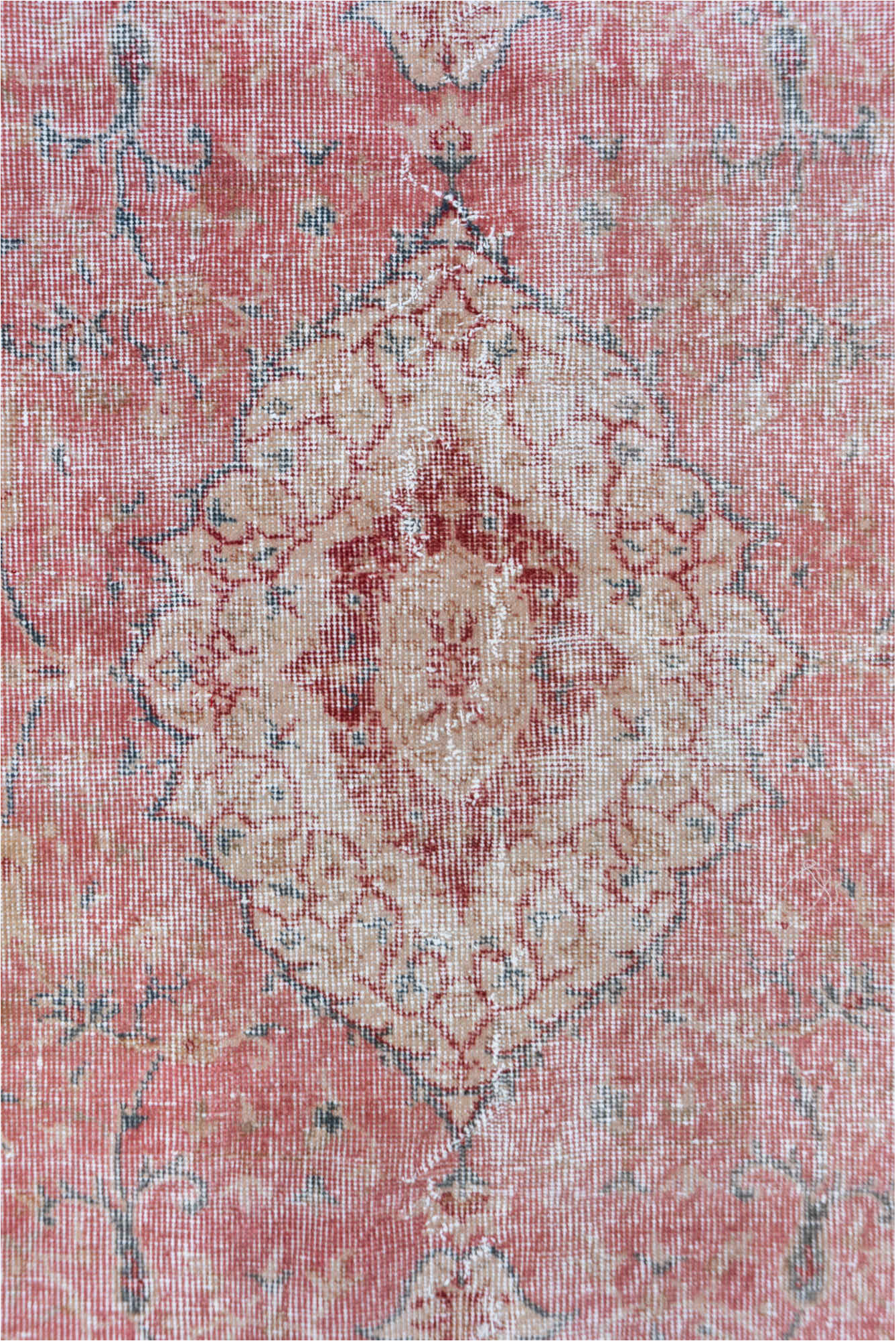 4' x 6' one-of-a-kind handmade vintage Oushak small size rug. Color palette: brown, dim gray, gray, light gray, off-white