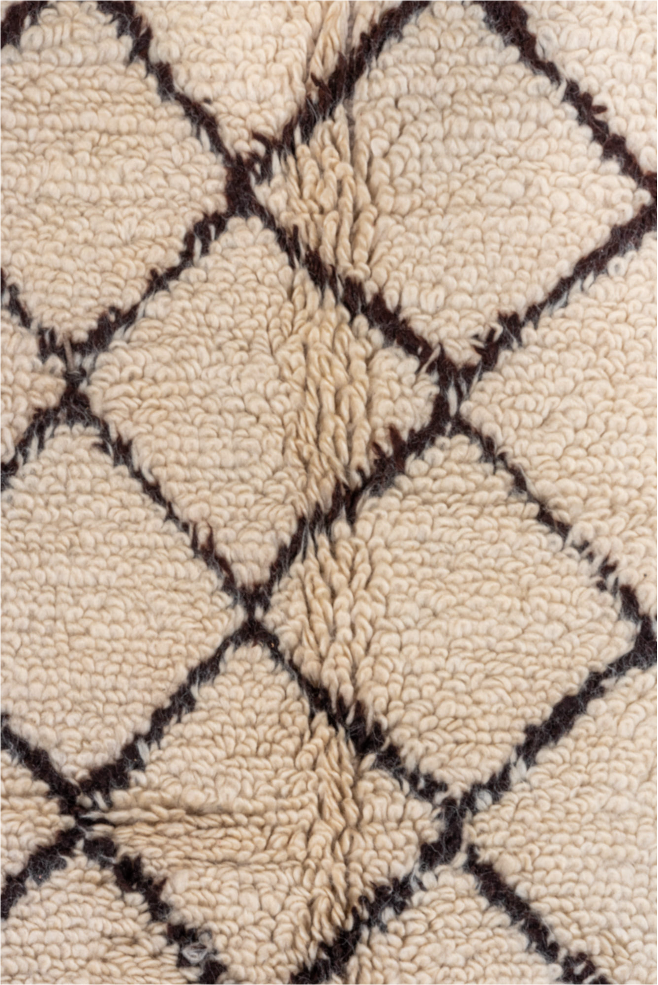 7' x 13' one-of-a-kind handmade vintage Moroccan large size rug. Color palette: antiquewhite, brown, gray, light gray, linen