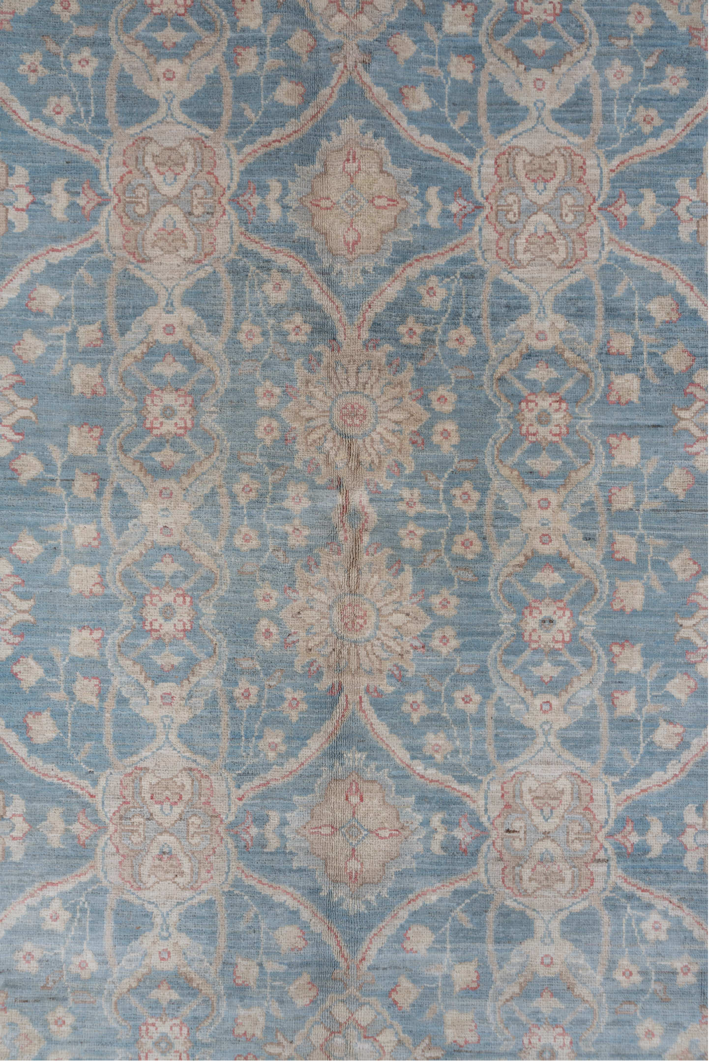 6' x 9' one-of-a-kind handmade vintage Afghan medium size rug. Color palette: gray, light gray, pink, off-white, slate gray