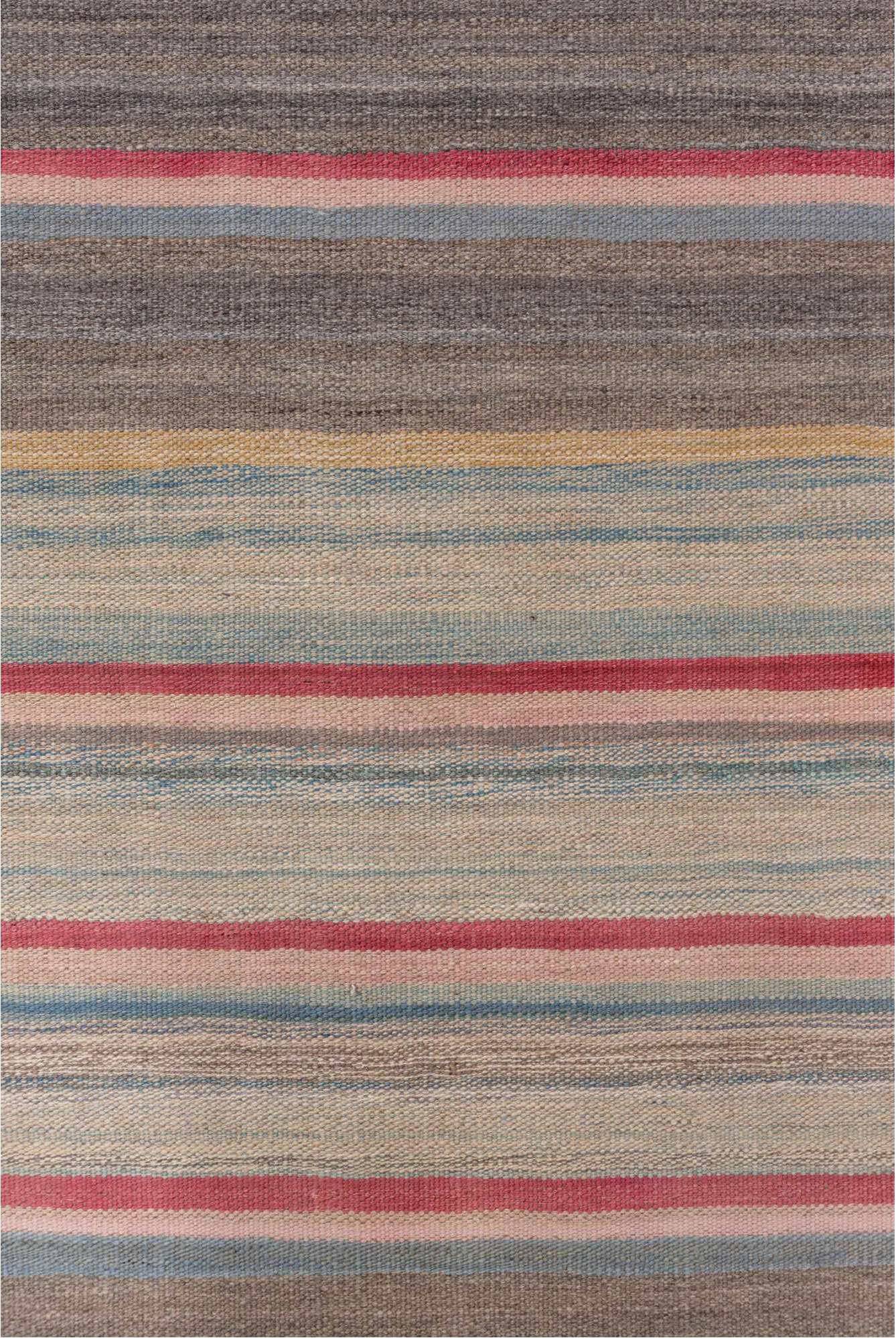 2' x 11' one-of-a-kind handmade vintage Kilim runner rug. Color palette: blue, fiord, gray, light gray, off-white, pink