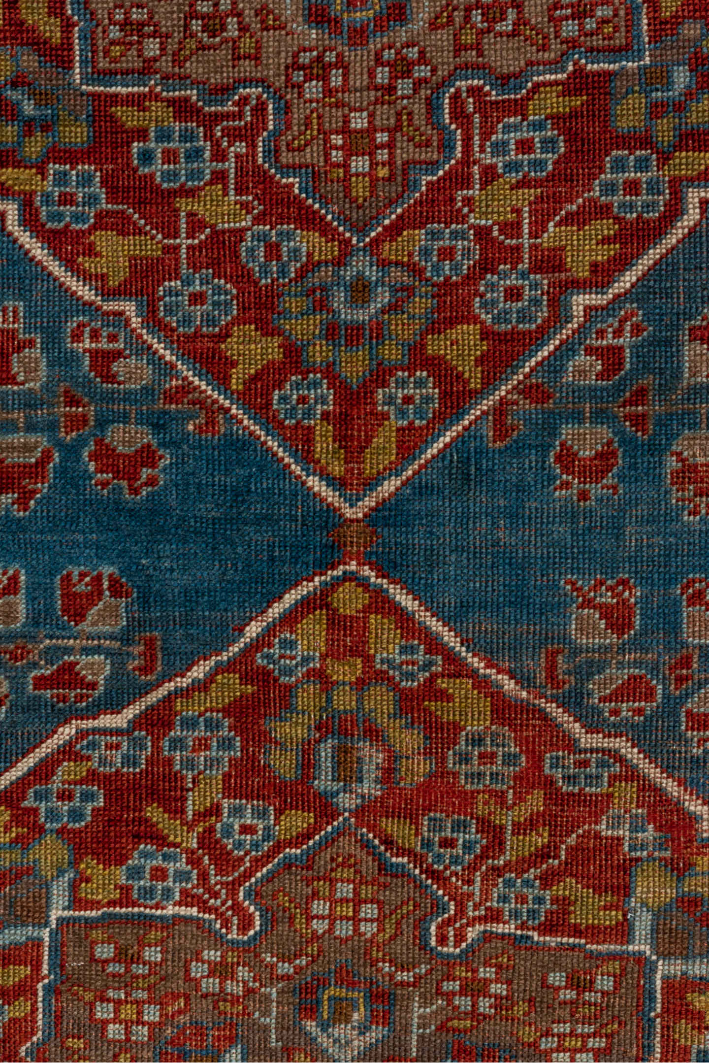 5' x 9' one-of-a-kind handmade vintage Karabagh medium size rug. Color palette: gray, black, blue, pink, brown, charcoal