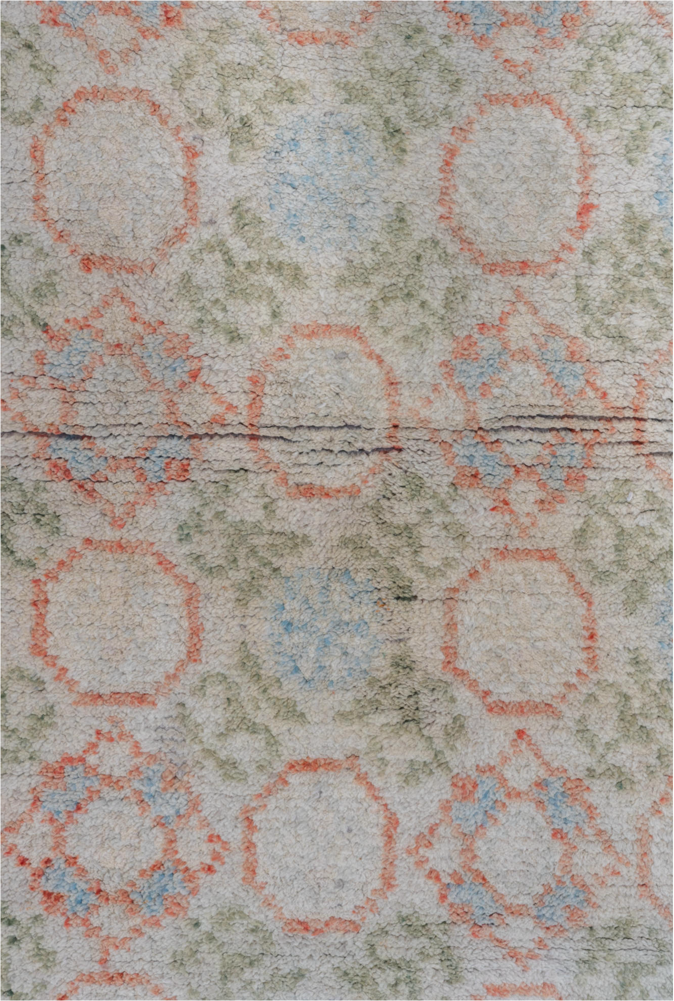 4' x 6' one-of-a-kind handmade vintage Cotton Agra small size rug. Color palette: brown, gainsboro, gray, light blue