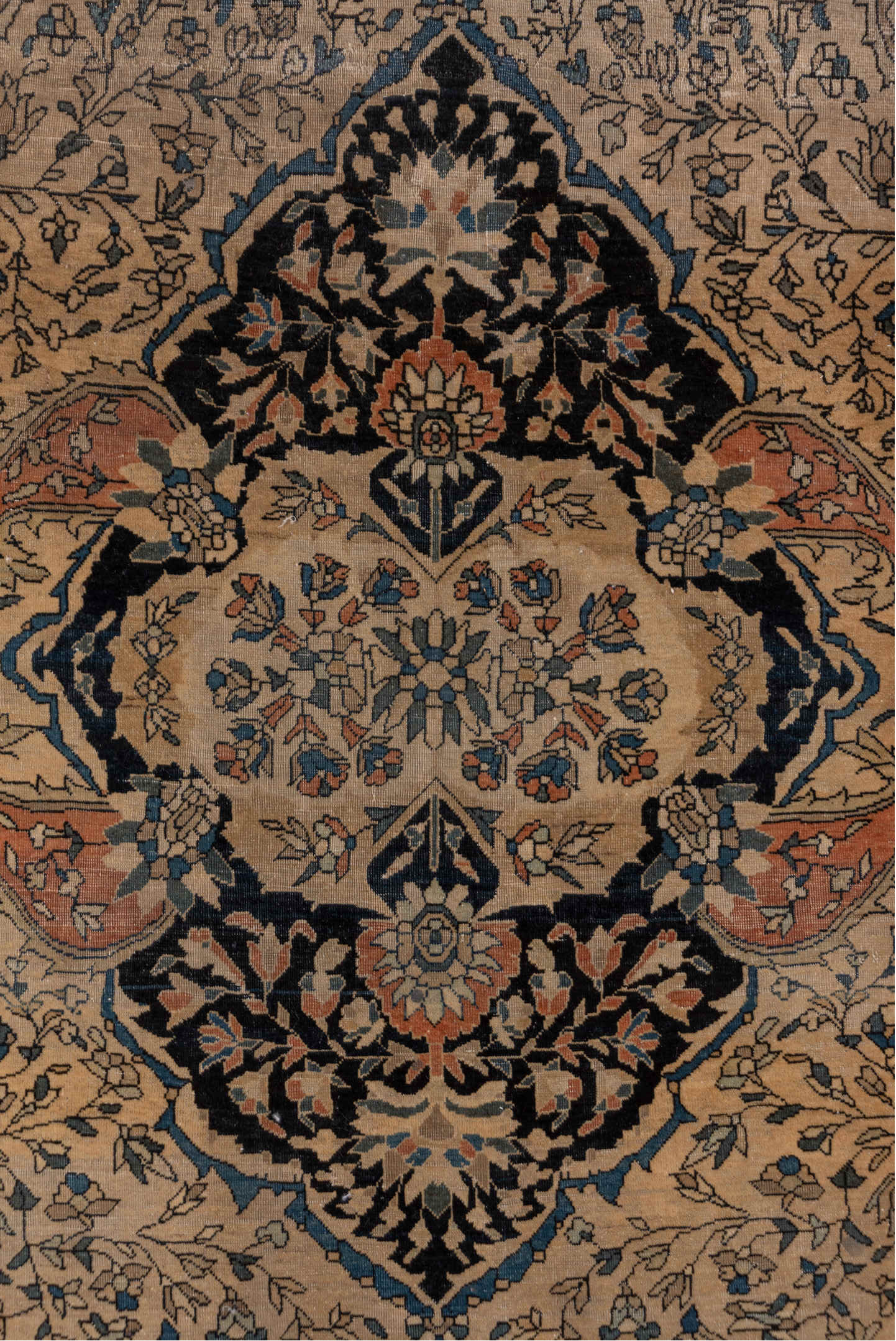 4' x 6' one-of-a-kind handmade vintage Far.Sarouk small size rug. Color palette: gray, brown, black, light gray, off-white