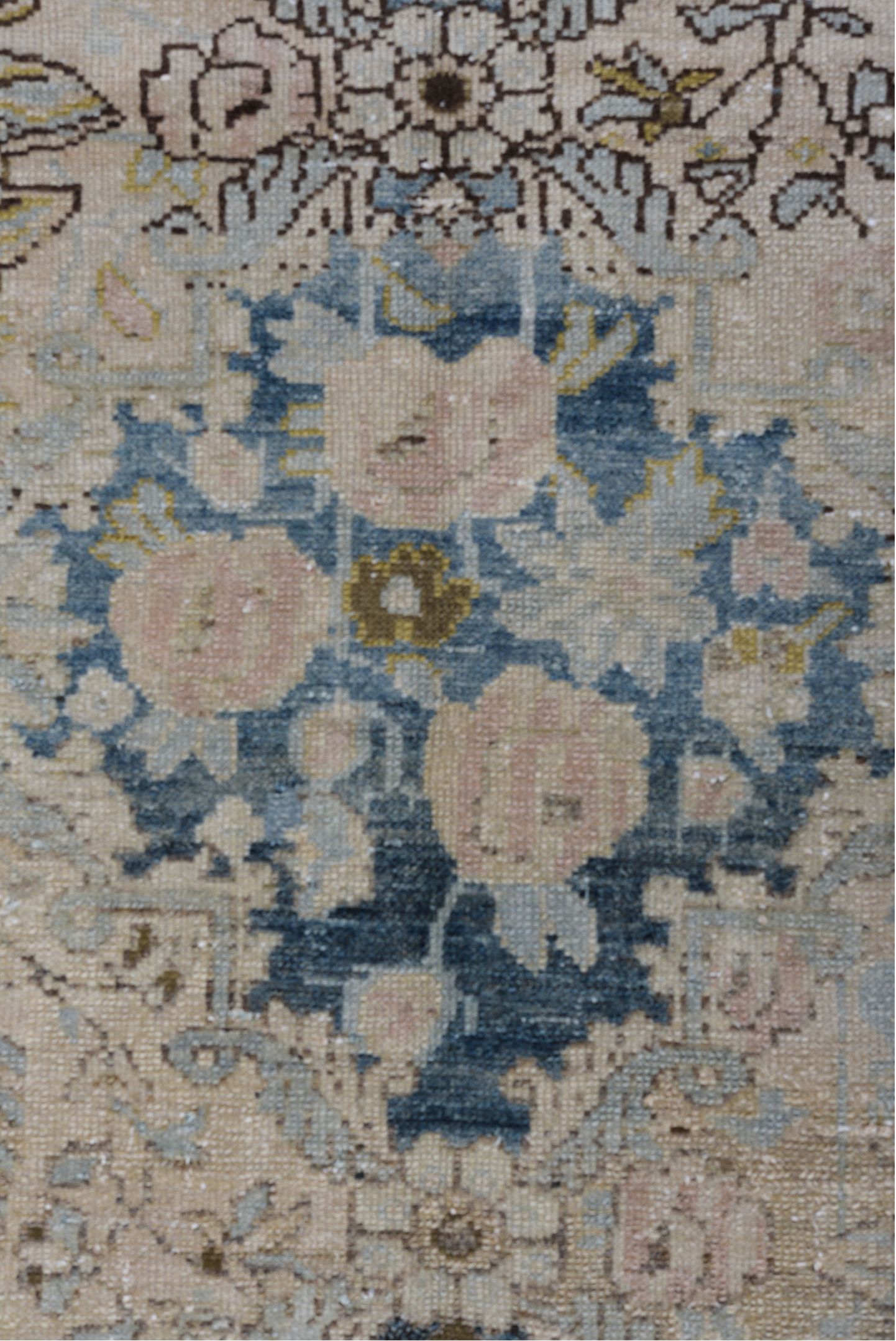 3' x 6' one-of-a-kind handmade vintage Malayer small size rug. Color palette: gray, light gray, black, blue, off-white