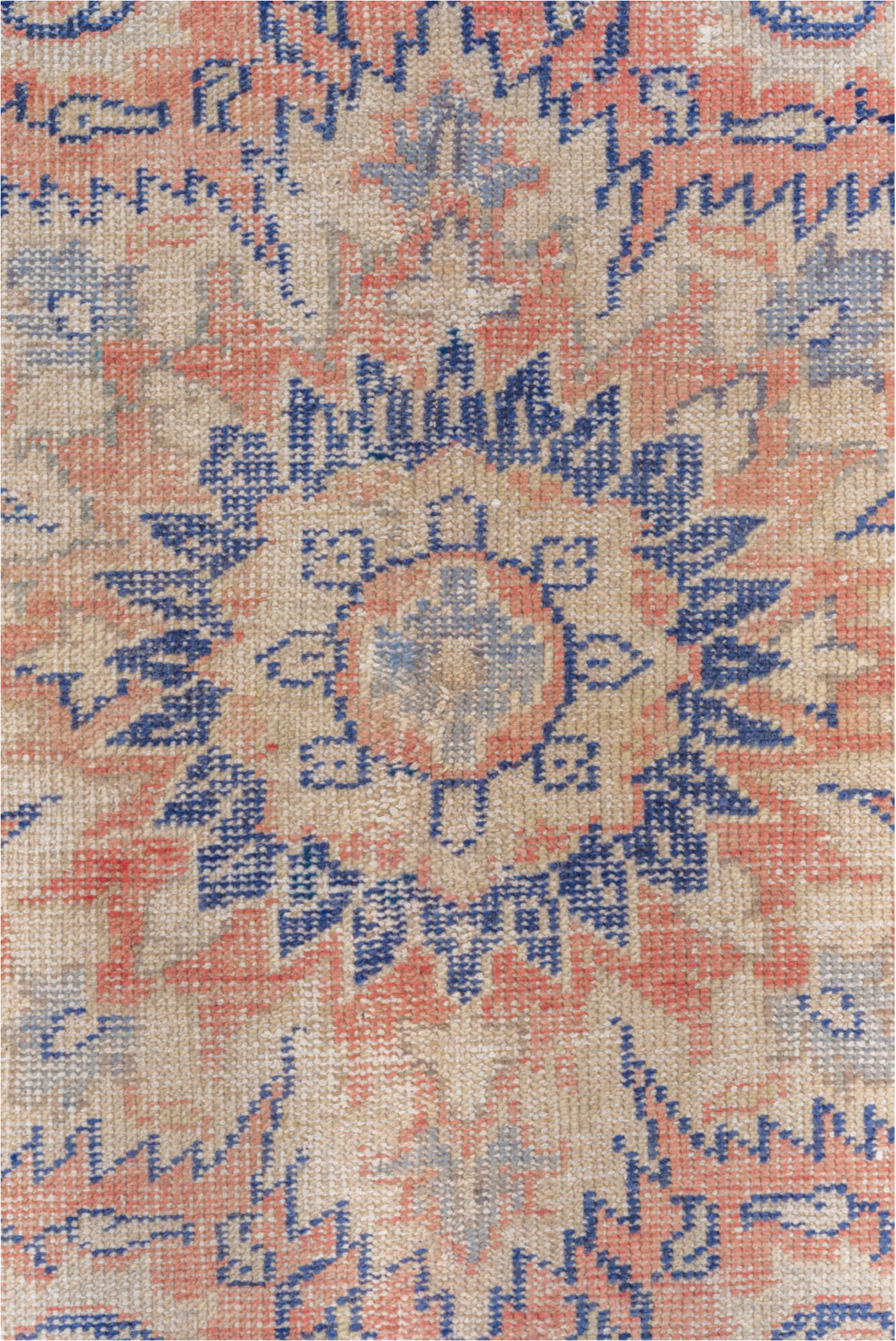 8' x 11' one-of-a-kind handmade vintage Oushak large size rug. Color palette: blue, fiord, gainsboro, gray, light blue