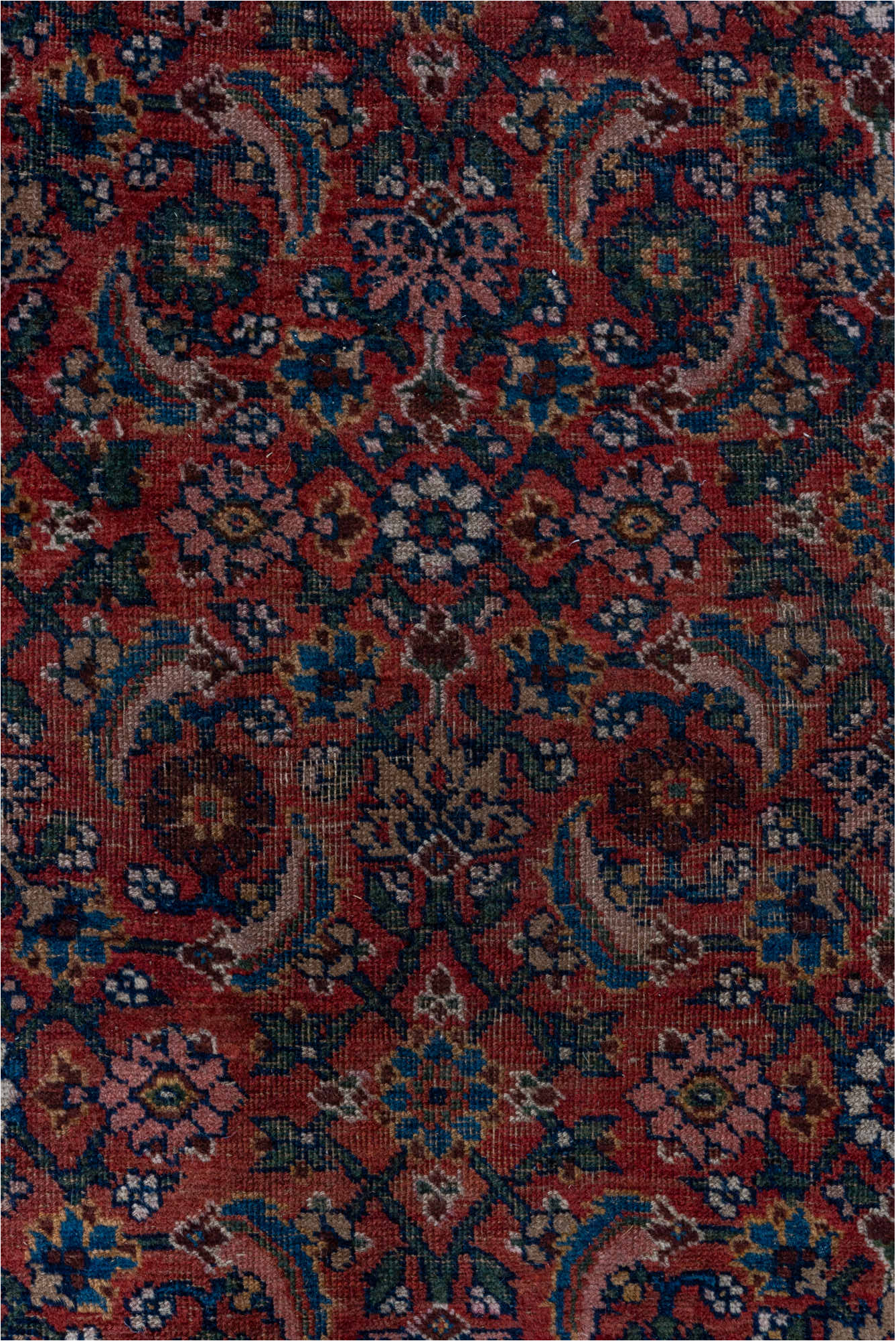 3' x 10' one-of-a-kind handmade vintage Bidjar runner rug. Color palette: black, brown, gray, pink