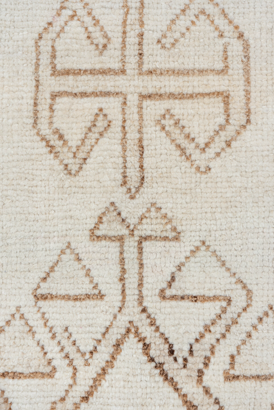 3' x 11' one-of-a-kind handmade vintage Kars runner rug. Color palette: brown, off-white, gray, light gray, pink, linen