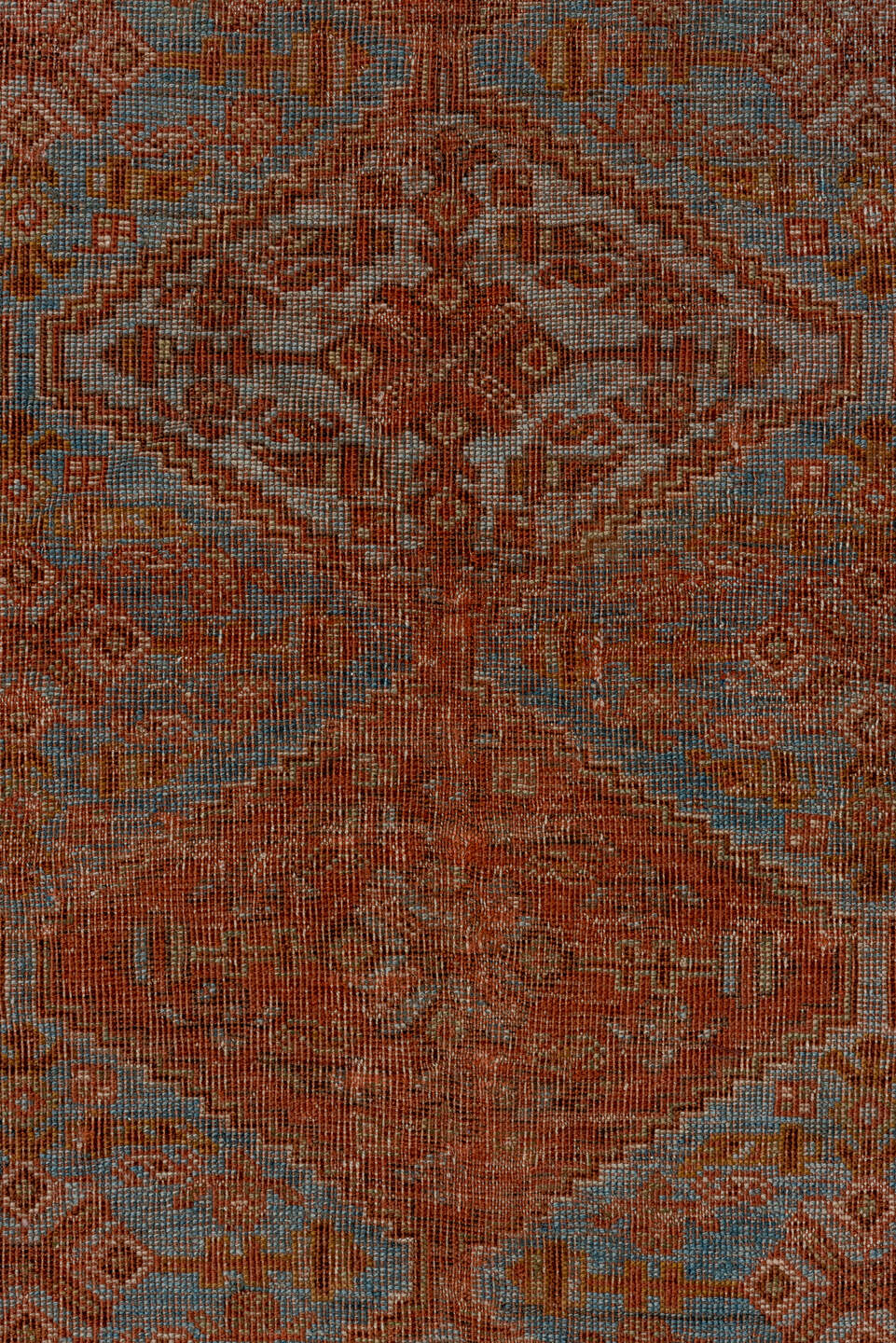 4' x 5' one-of-a-kind handmade vintage Afshar small size rug. Color palette: brown, gray, pink, light gray, off-white, blue