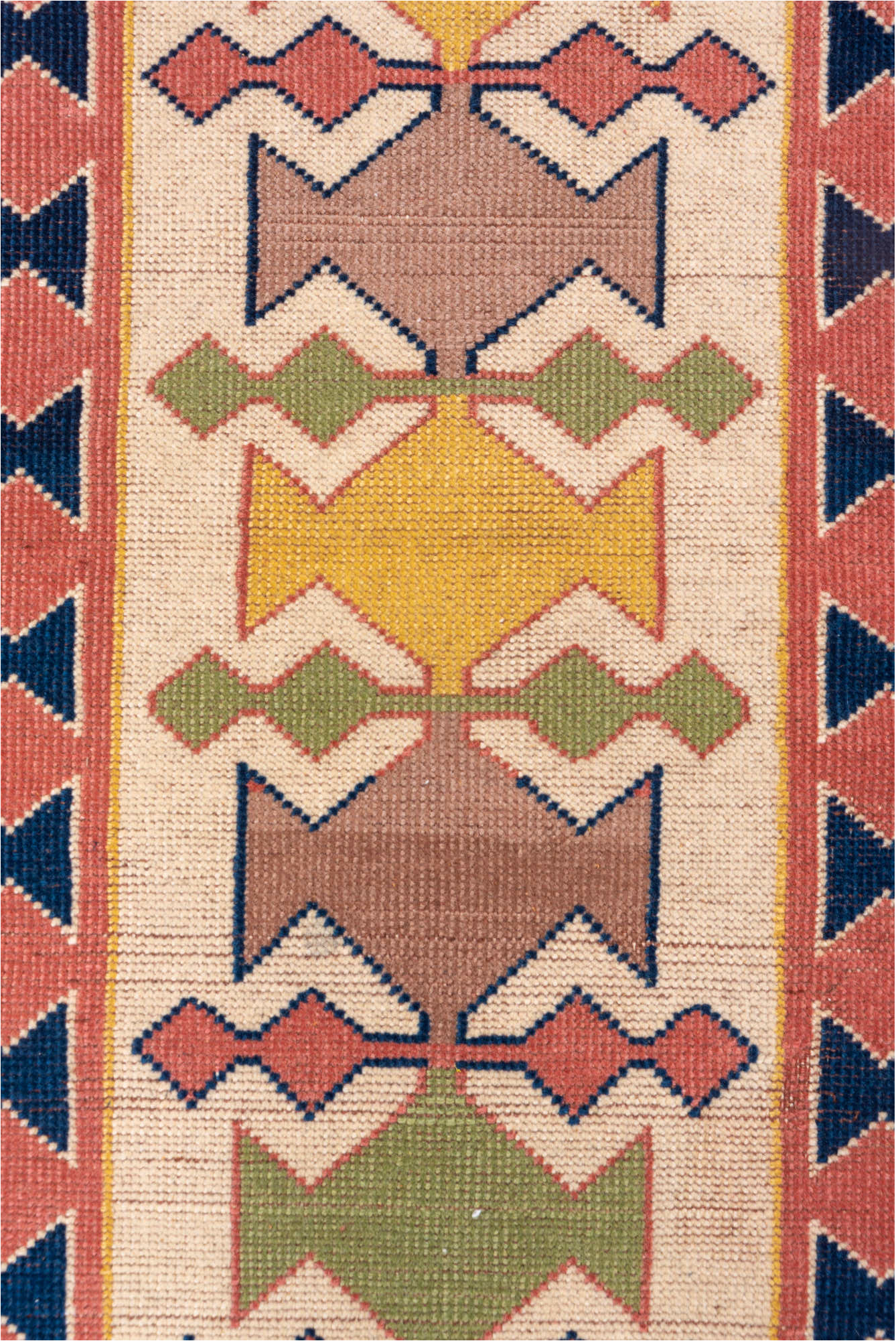 2' x 9' one-of-a-kind handmade vintage Oushak runner rug. Color palette: blue, brown, gray, pink