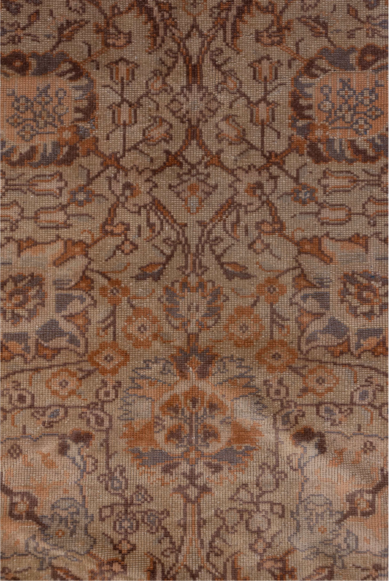 6' x 9' one-of-a-kind handmade vintage Sivas medium size rug. Color palette: brown, gray, pink, redwood