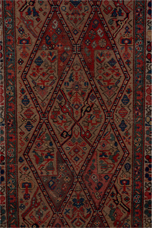 Antique Cam Hamadan Runner Rug (2' x 18')