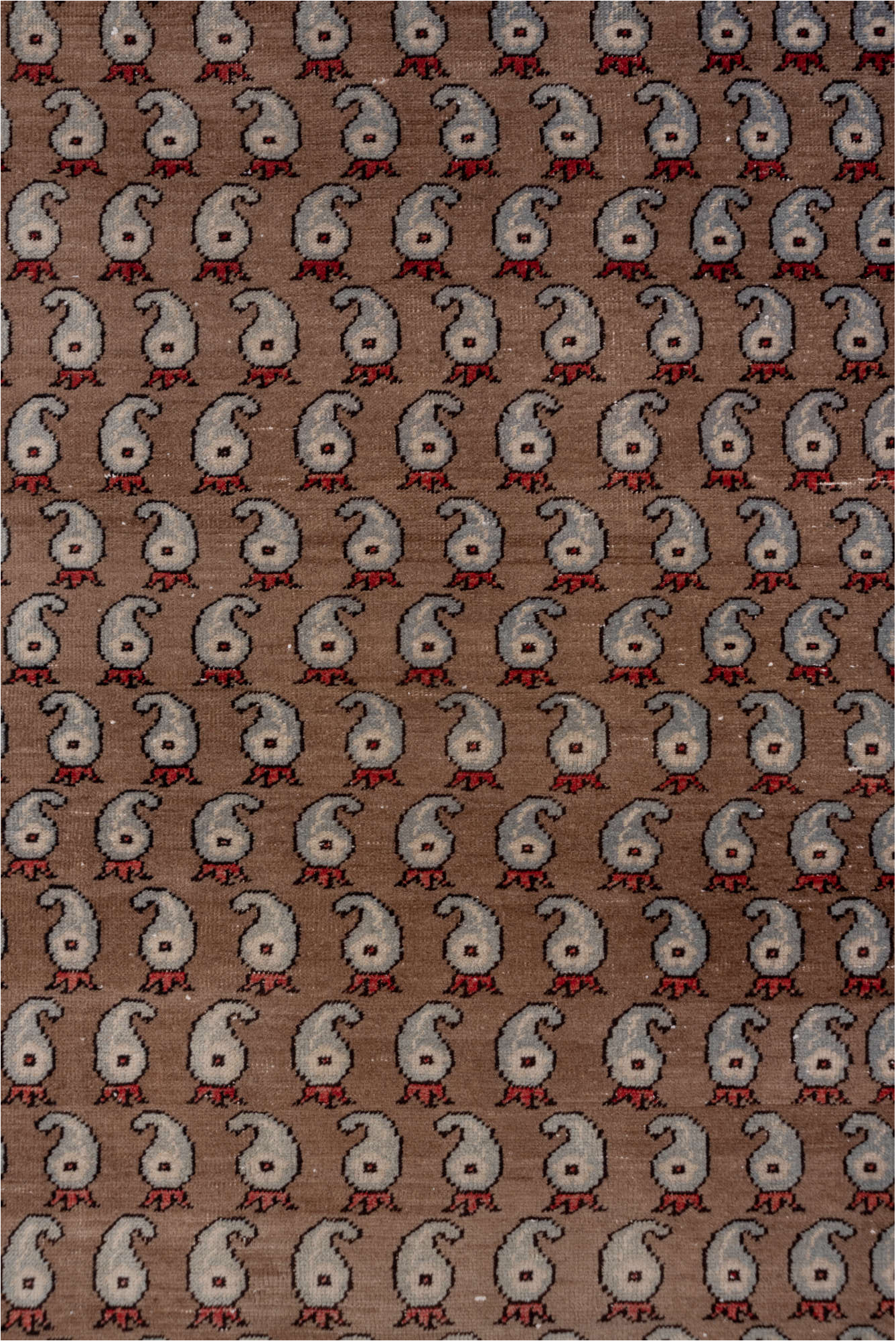 2' x 8' one-of-a-kind handmade vintage Oushak runner rug. Color palette: brown, gray, off-white, pink, red, snow, white