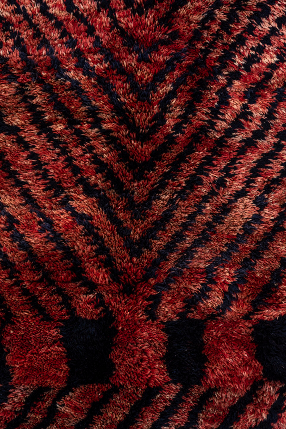 10' x 14' one-of-a-kind handmade vintage Moroccan large size rug. Color palette: red, brown, blue, pink, gray, off-white