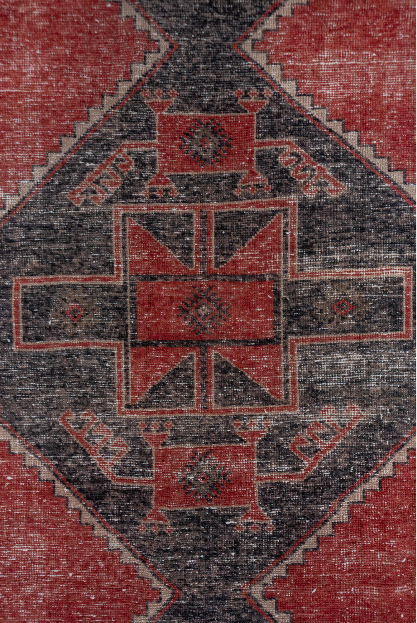 3' x 12' one-of-a-kind handmade vintage Oushak runner rug. Color palette: brown, gray, pink, red