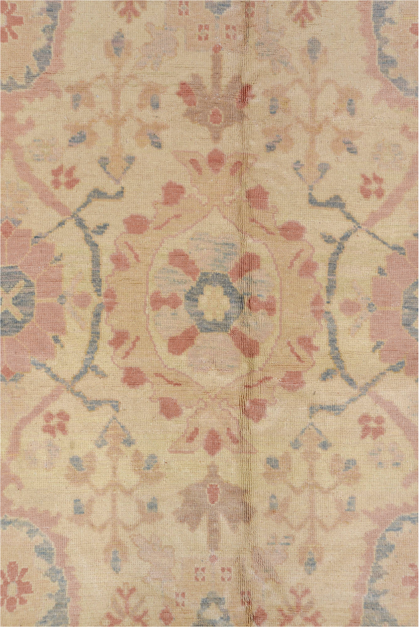 12' x 20' one-of-a-kind handmade vintage Sultanabad oversize rug. Color palette: bisque, blanched almond, brown, gray