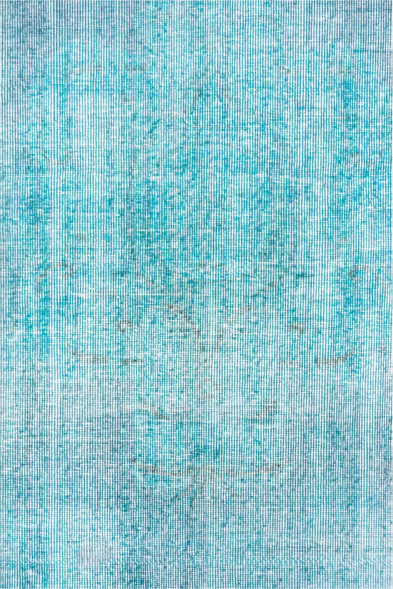 6' x 8' one-of-a-kind handmade vintage Overdyed medium size rug. Color palette: blue, gray, green, light blue, light gray