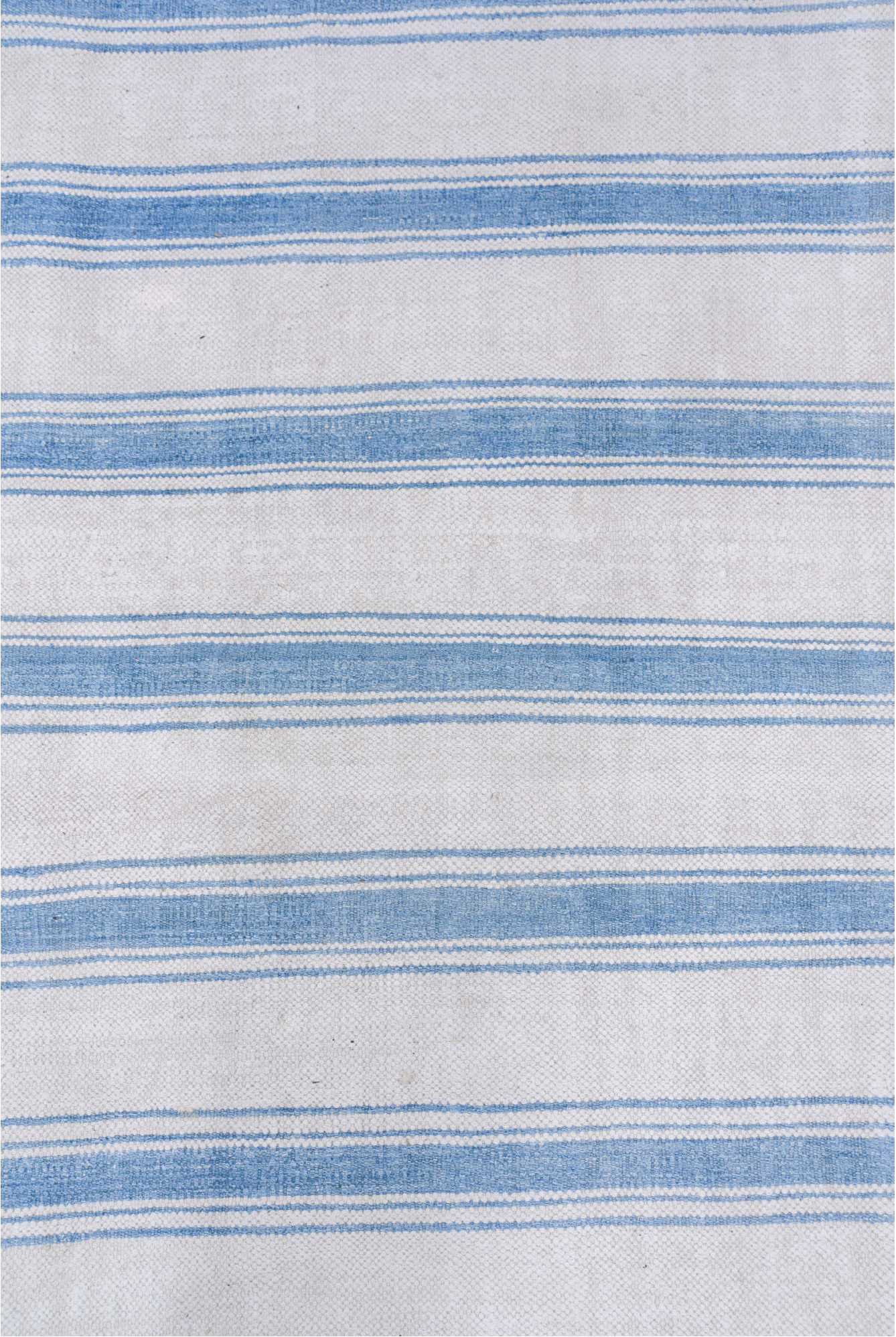 6' x 13' one-of-a-kind handmade vintage Dhurrie large size rug. Color palette: blue, gainsboro, gray, light blue, light gray