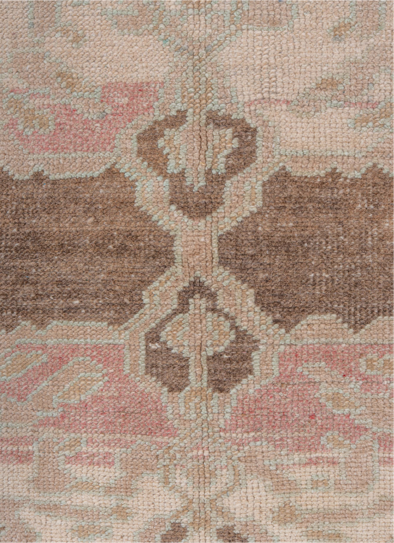 3' x 5' one-of-a-kind handmade vintage Oushak small size rug. Color palette: brown, dark gray, gray, light gray, off-white