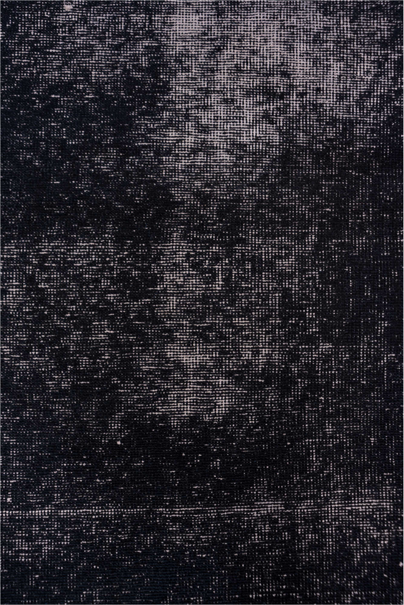 3' x 13' one-of-a-kind handmade vintage Overdyed runner rug. Color palette: black, charcoal, dim gray, gray, light gray