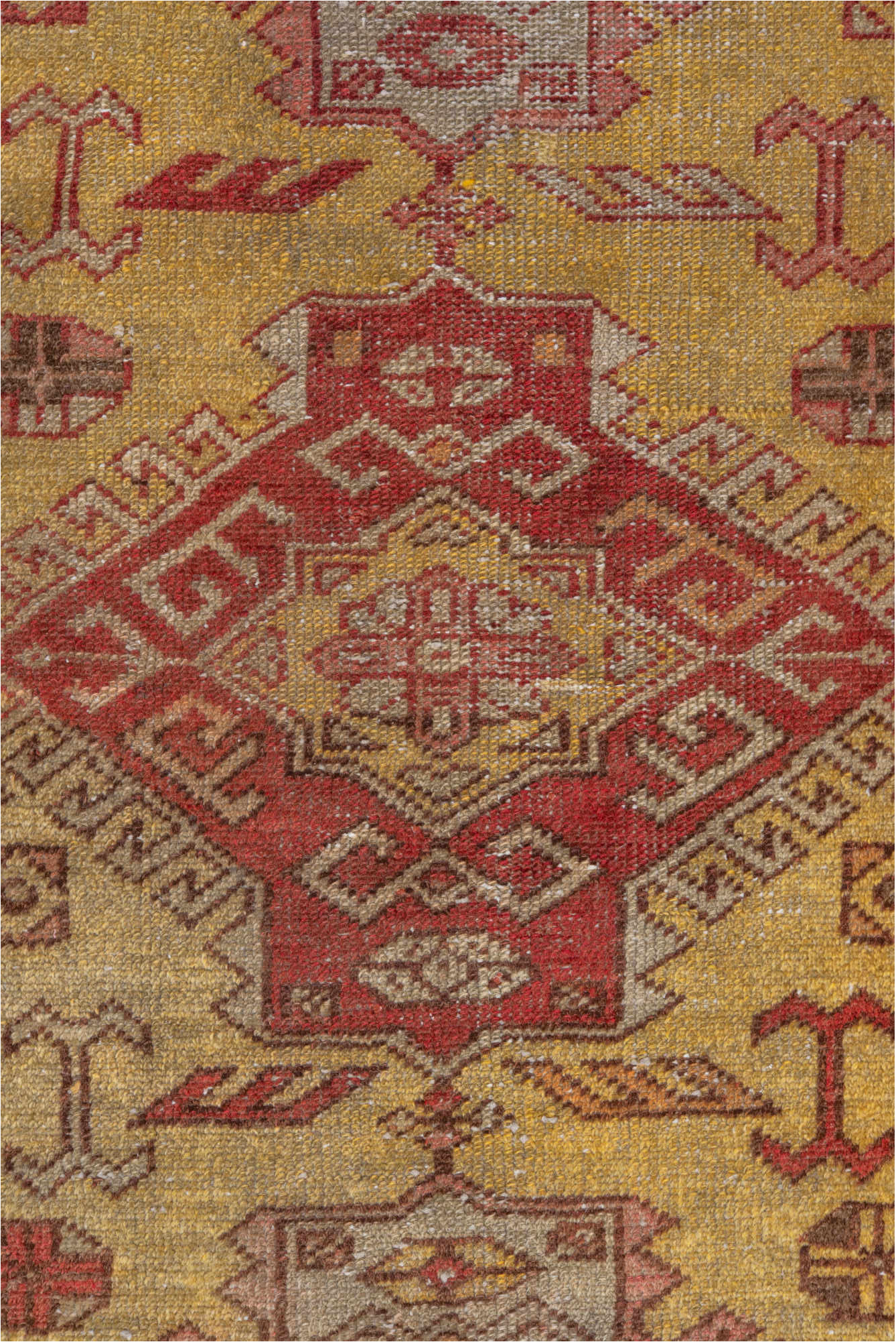 2' x 10' one-of-a-kind handmade vintage Oushak runner rug. Color palette: brown, off-white, pink, red, snow, white